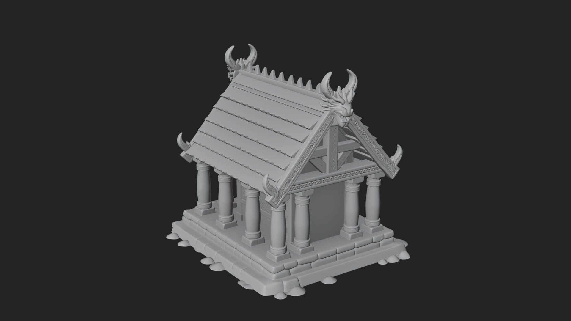 Viking Stave Hall Temple Design 2 3D Print Model 3D Model
