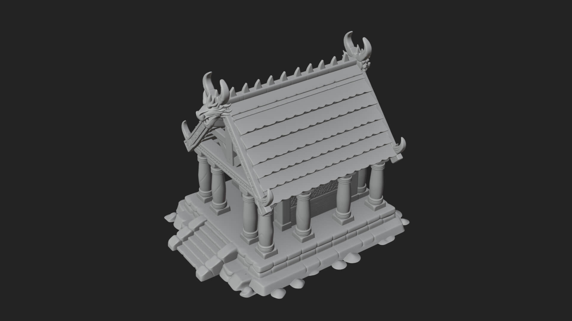 Viking Stave Hall Temple Design 2 3D Print Model 3D Model