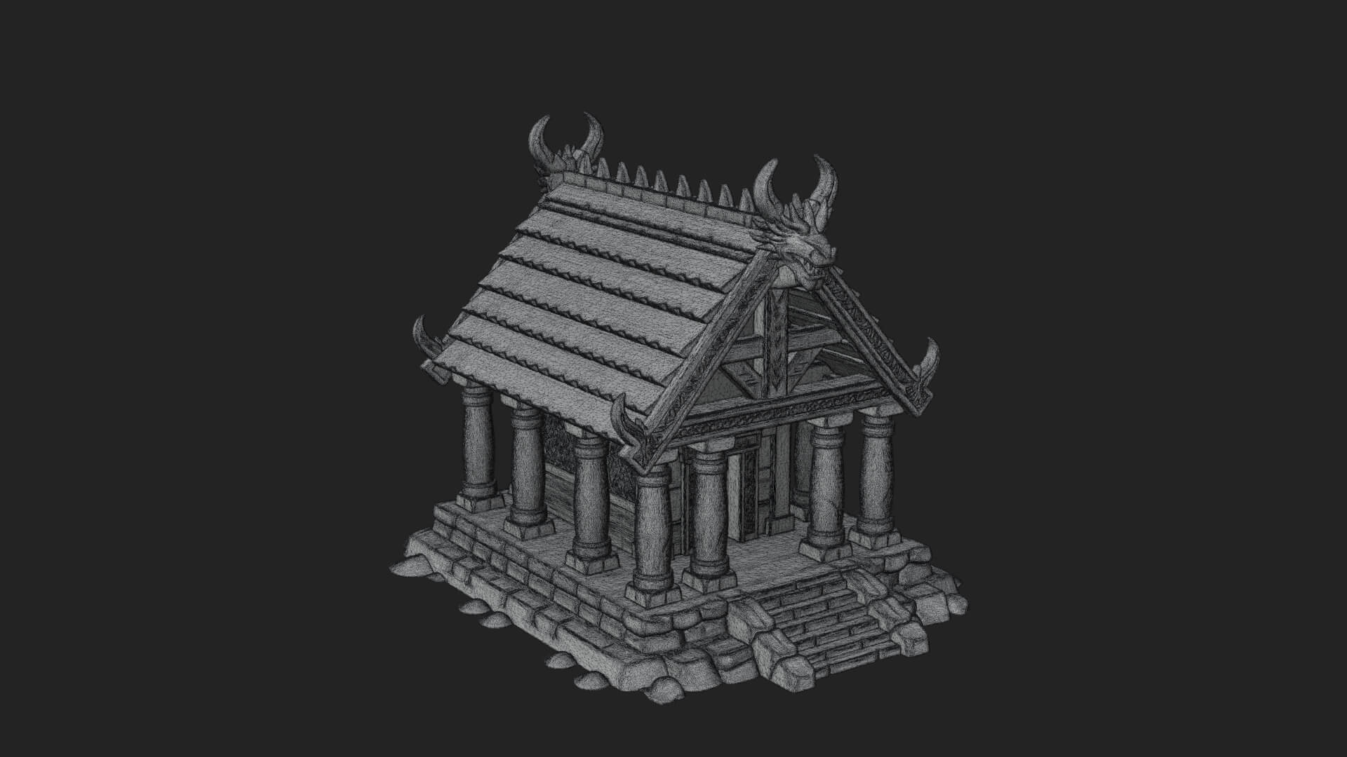 Viking Stave Hall Temple Design 2 3D Print Model 3D Model