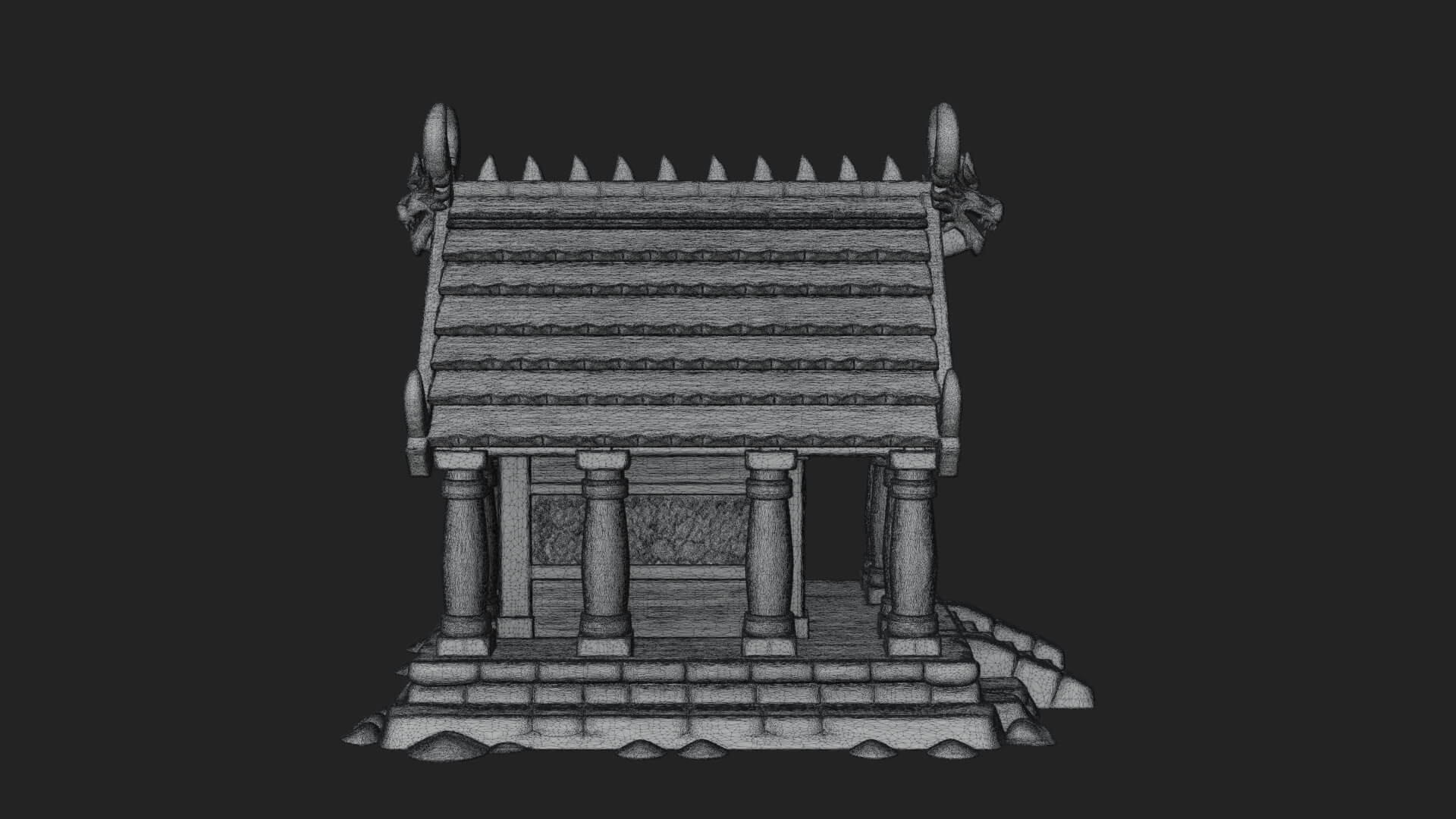 Viking Stave Hall Temple Design 2 3D Print Model 3D Model
