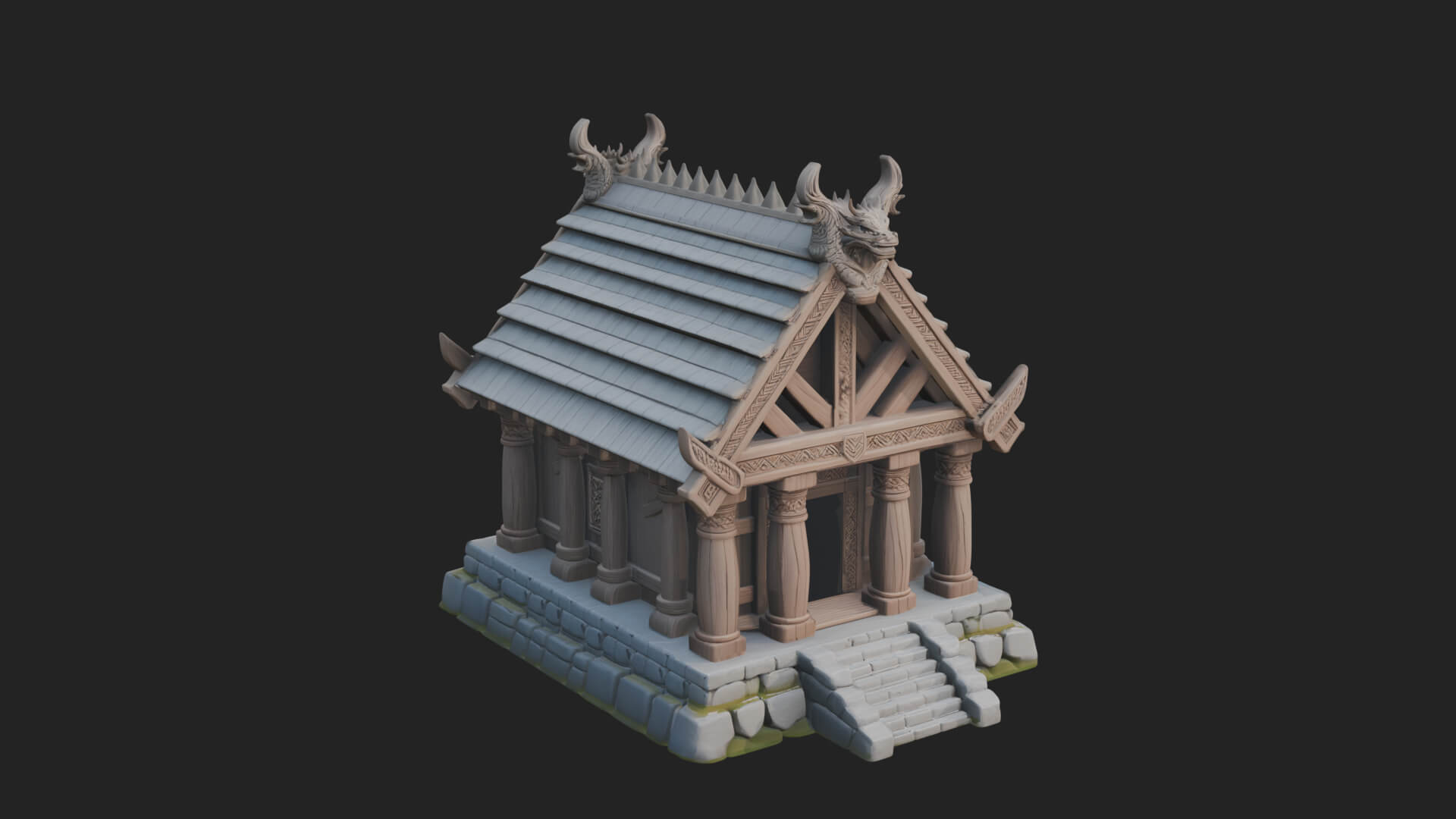 Viking Stave Hall Temple Design 3 3D Print Model 3D Model