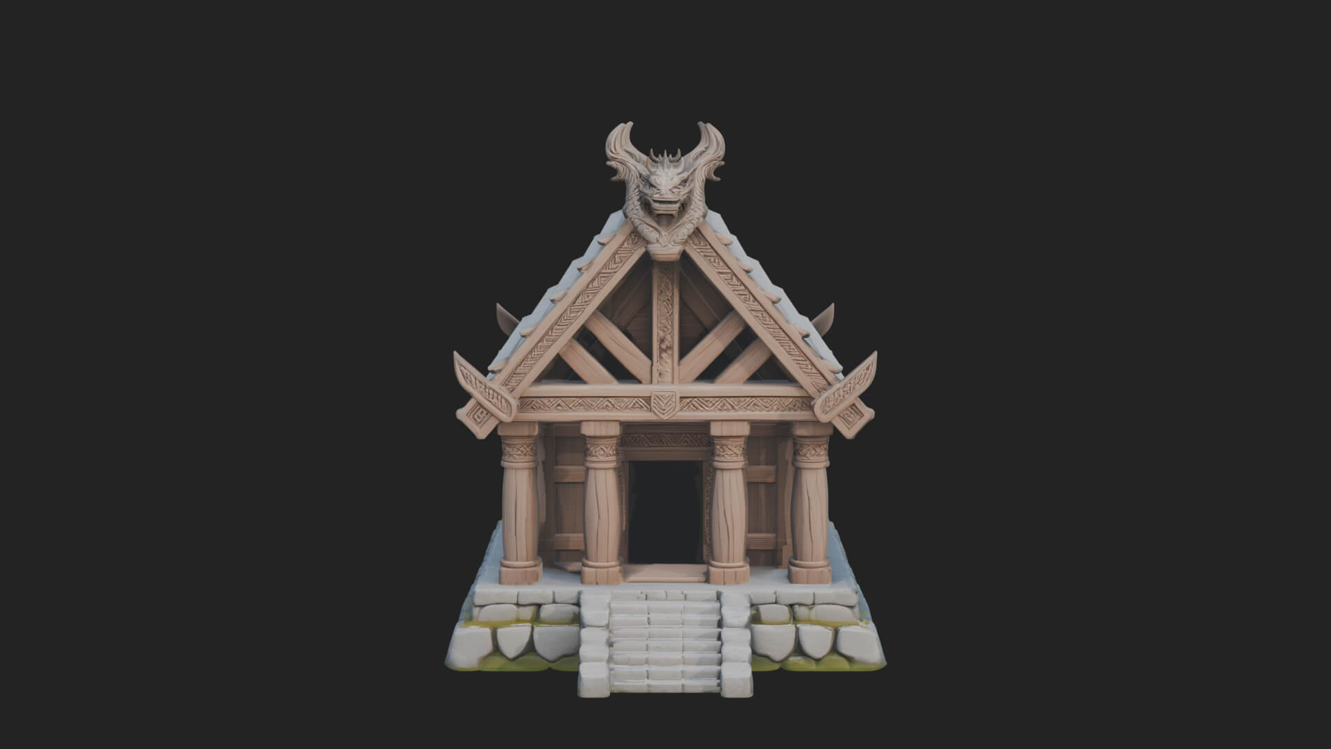 Viking Stave Hall Temple Design 3 3D Print Model 3D Model