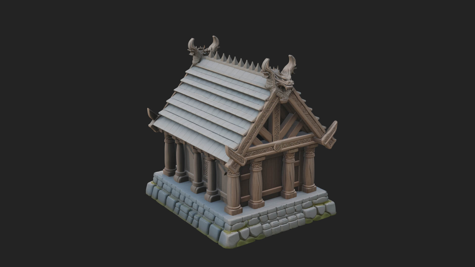 Viking Stave Hall Temple Design 3 3D Print Model 3D Model