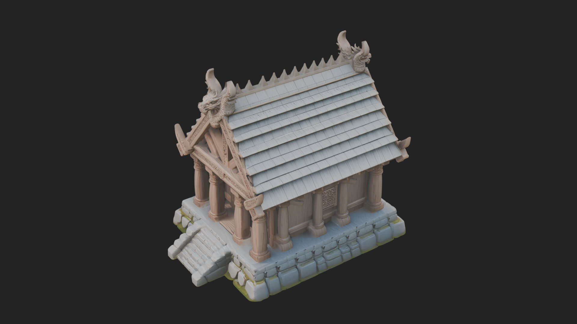 Viking Stave Hall Temple Design 3 3D Print Model 3D Model