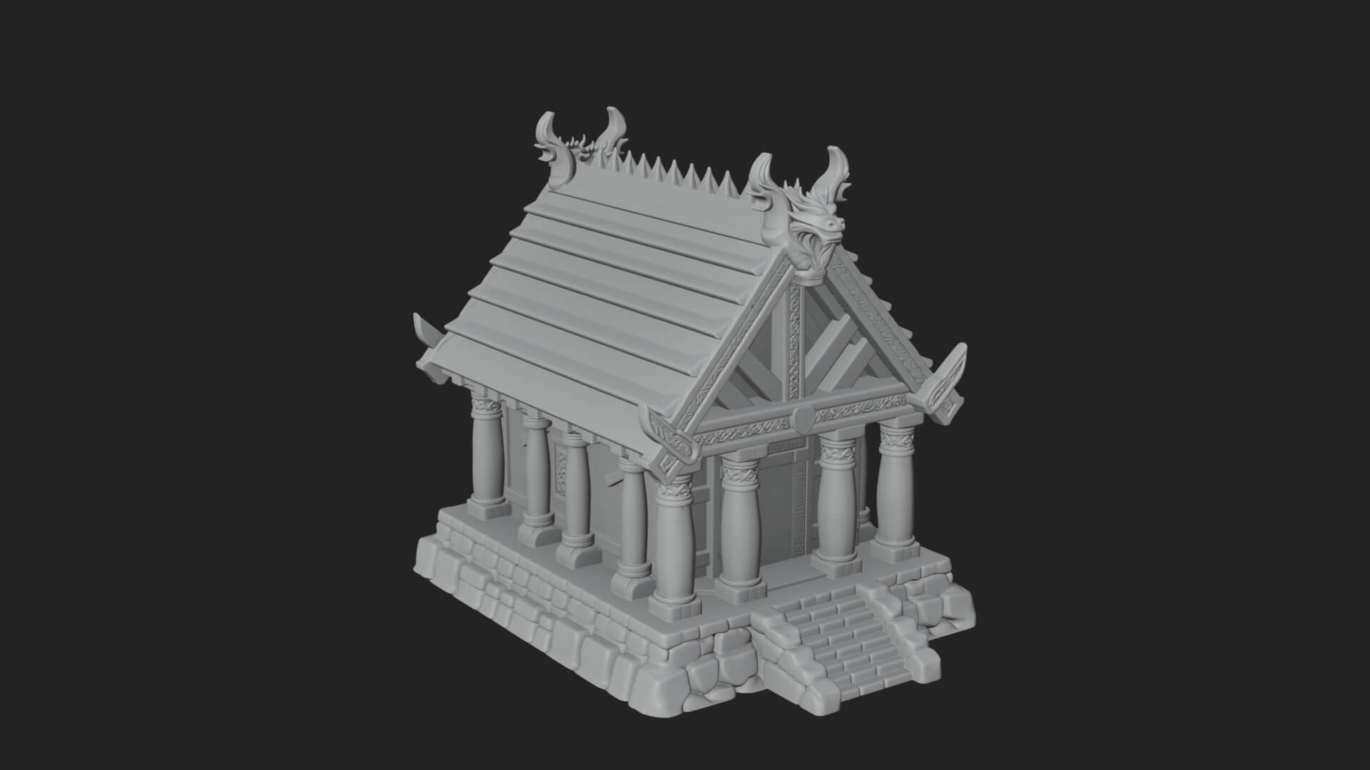 Viking Stave Hall Temple Design 3 3D Print Model 3D Model