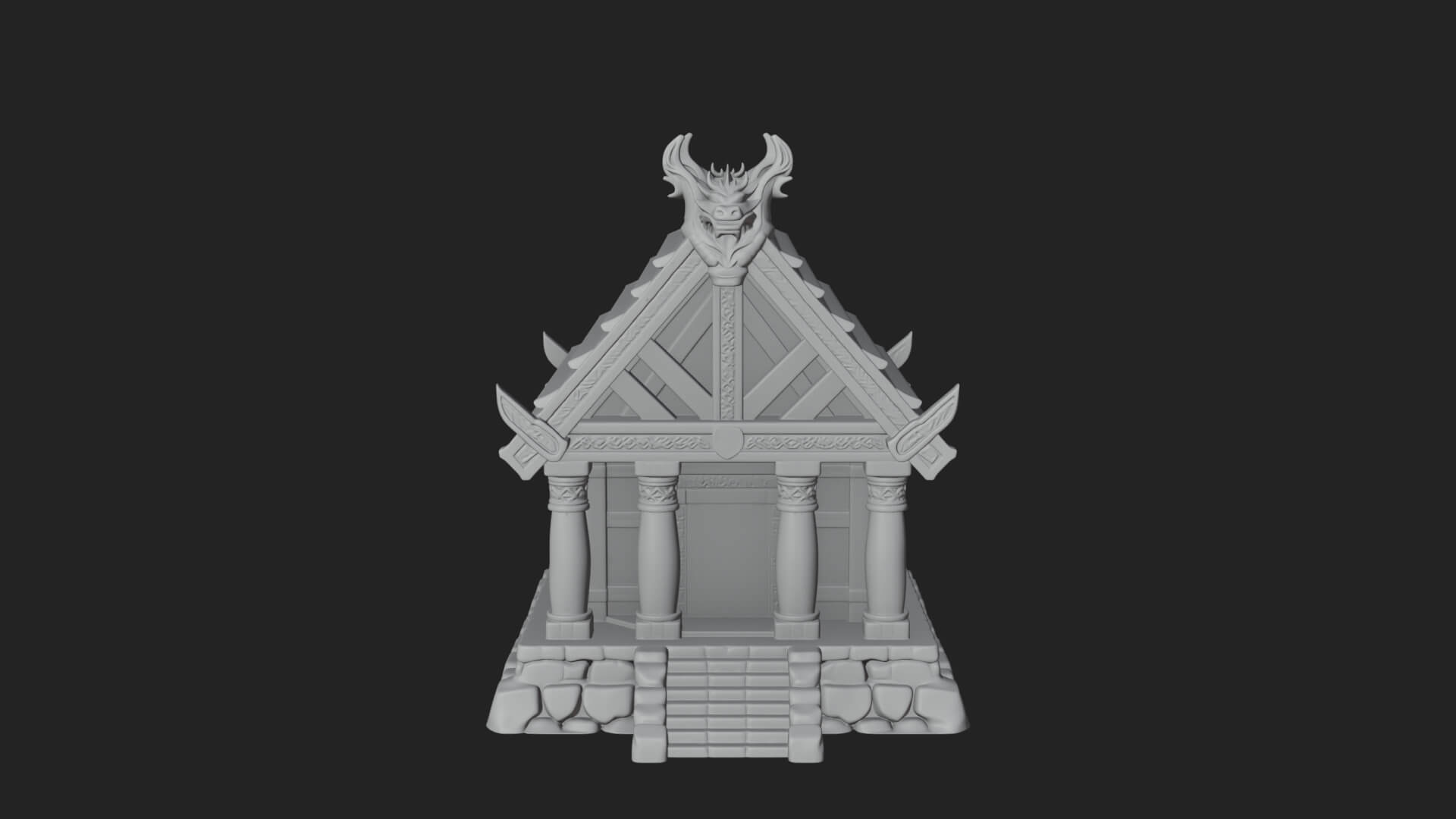 Viking Stave Hall Temple Design 3 3D Print Model 3D Model