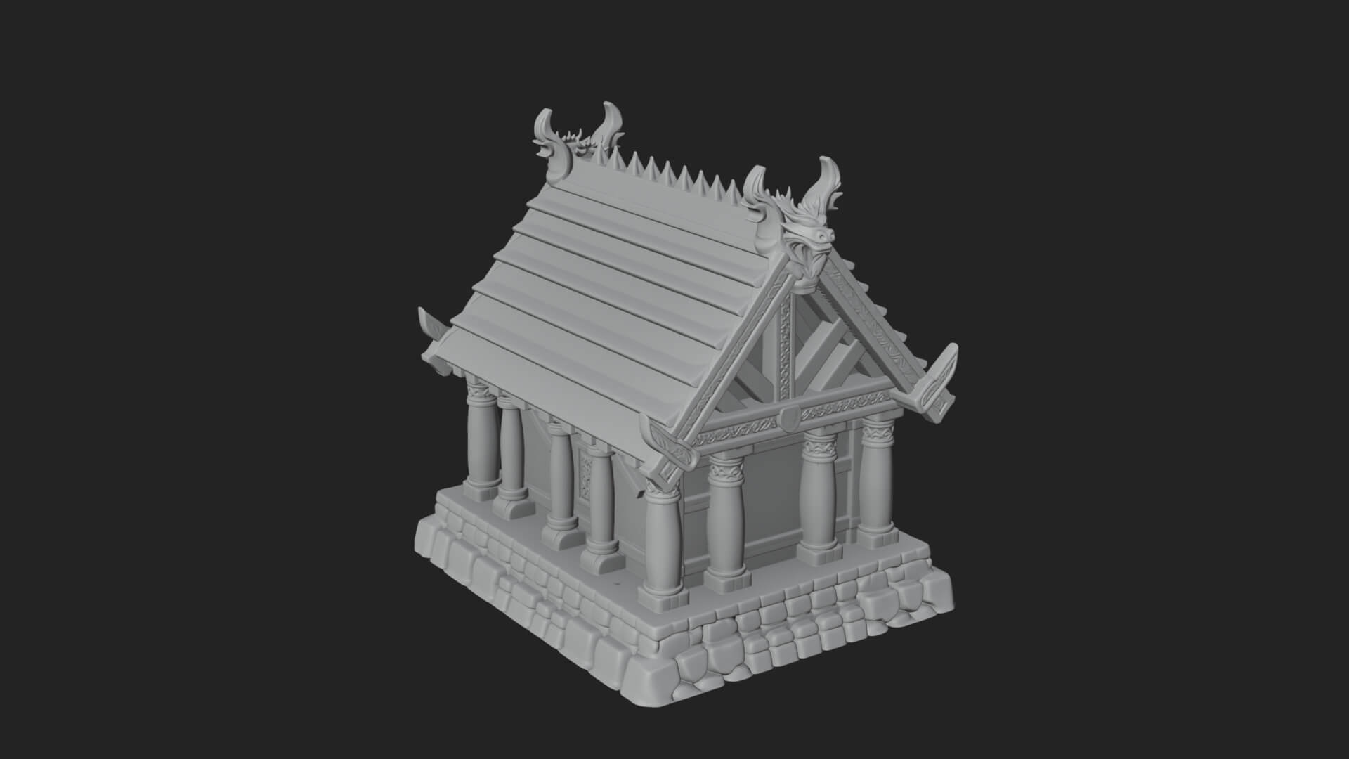 Viking Stave Hall Temple Design 3 3D Print Model 3D Model