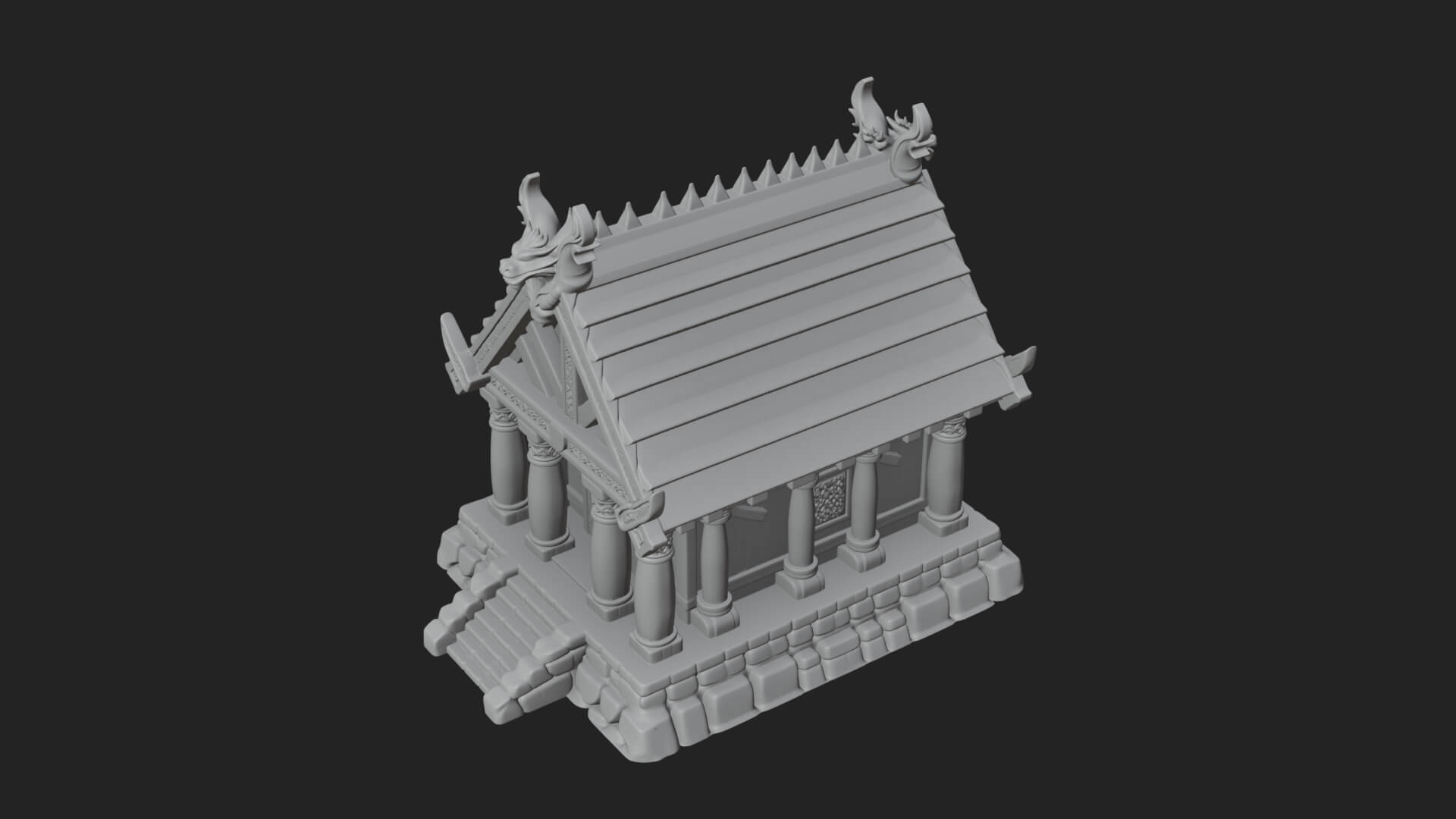 Viking Stave Hall Temple Design 3 3D Print Model 3D Model