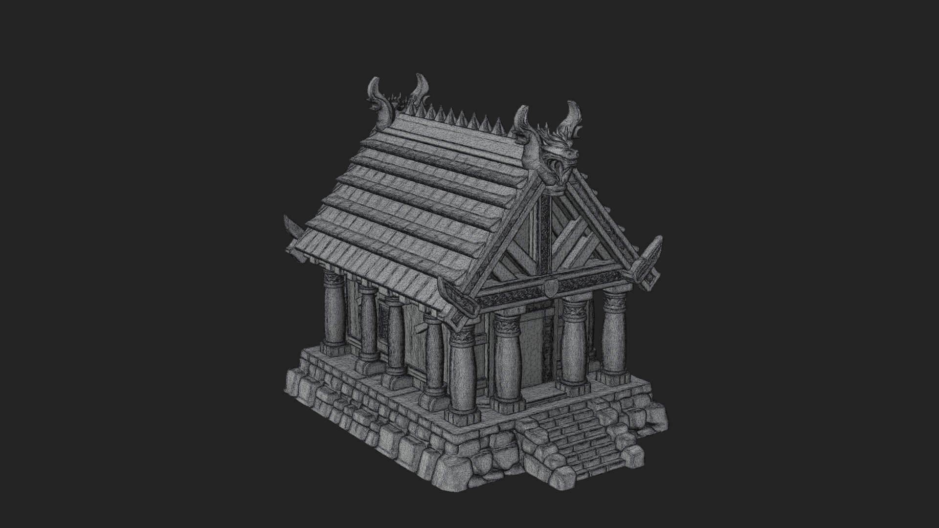 Viking Stave Hall Temple Design 3 3D Print Model 3D Model