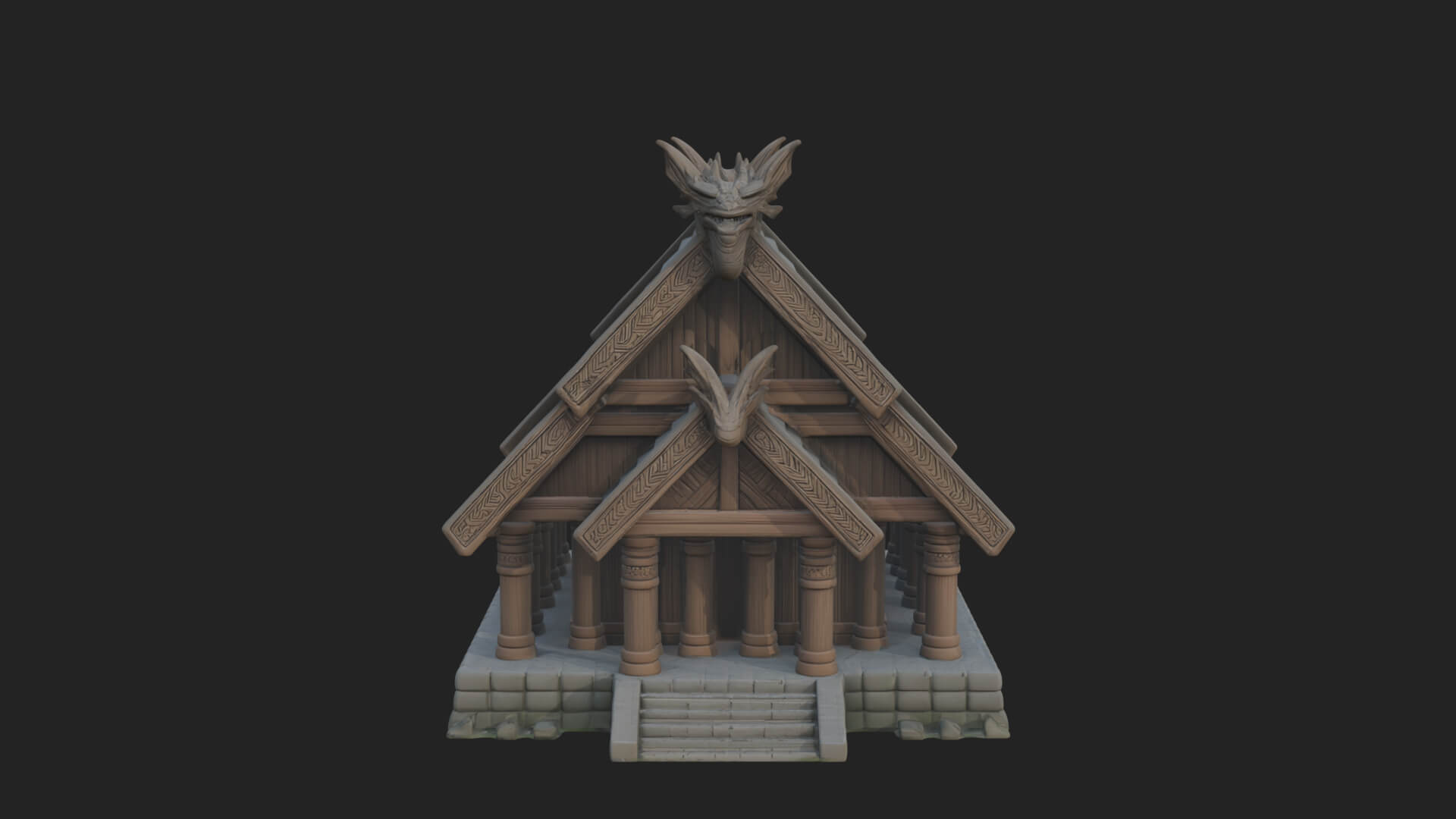 Viking Stave Hall Temple Design 4 3D Print Model 3D Model