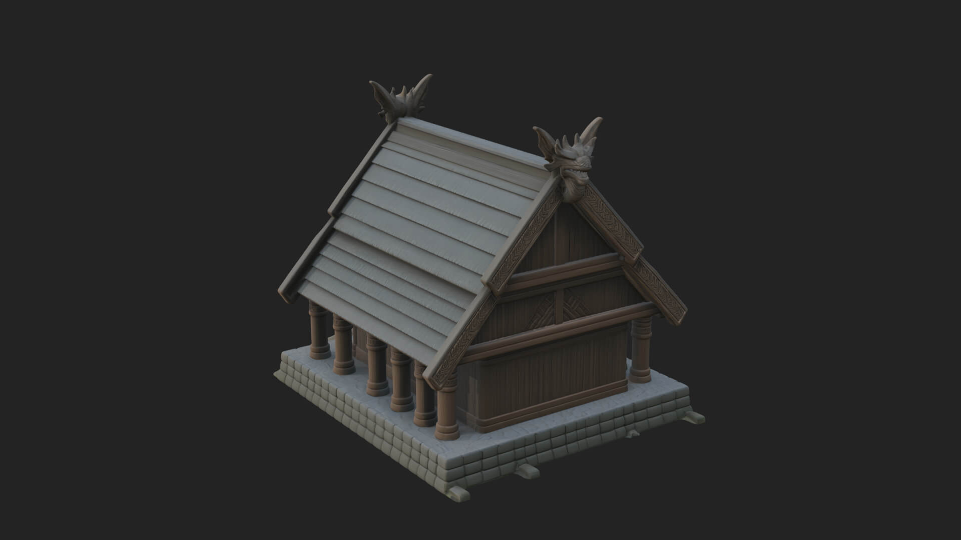 Viking Stave Hall Temple Design 4 3D Print Model 3D Model