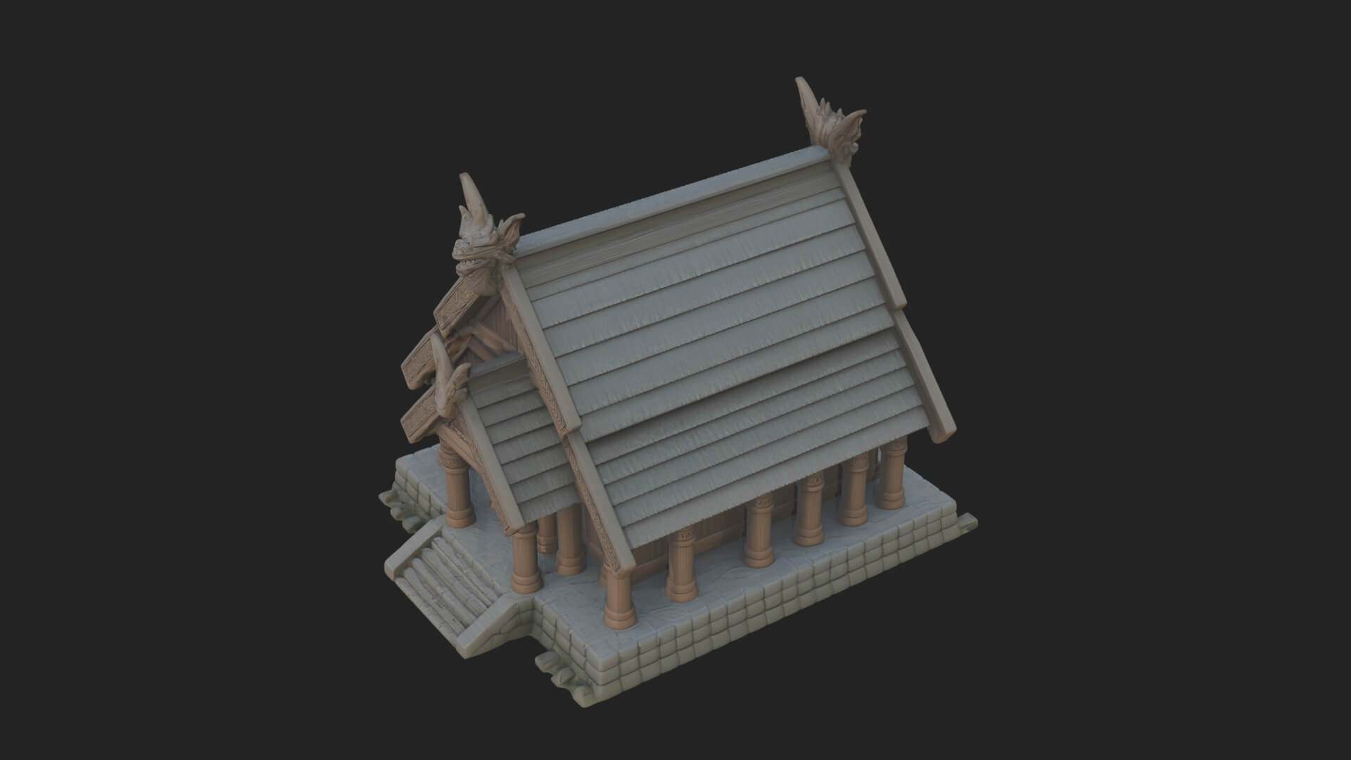 Viking Stave Hall Temple Design 4 3D Print Model 3D Model