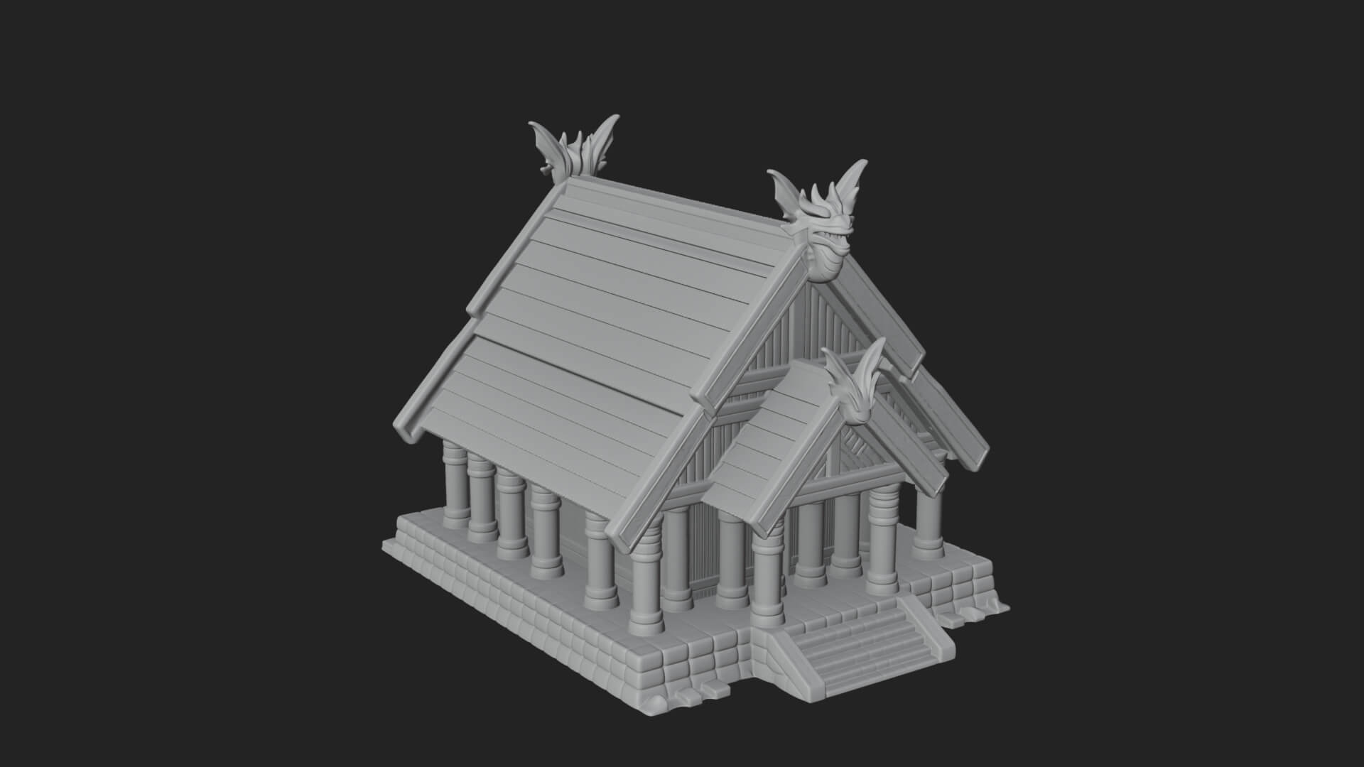 Viking Stave Hall Temple Design 4 3D Print Model 3D Model