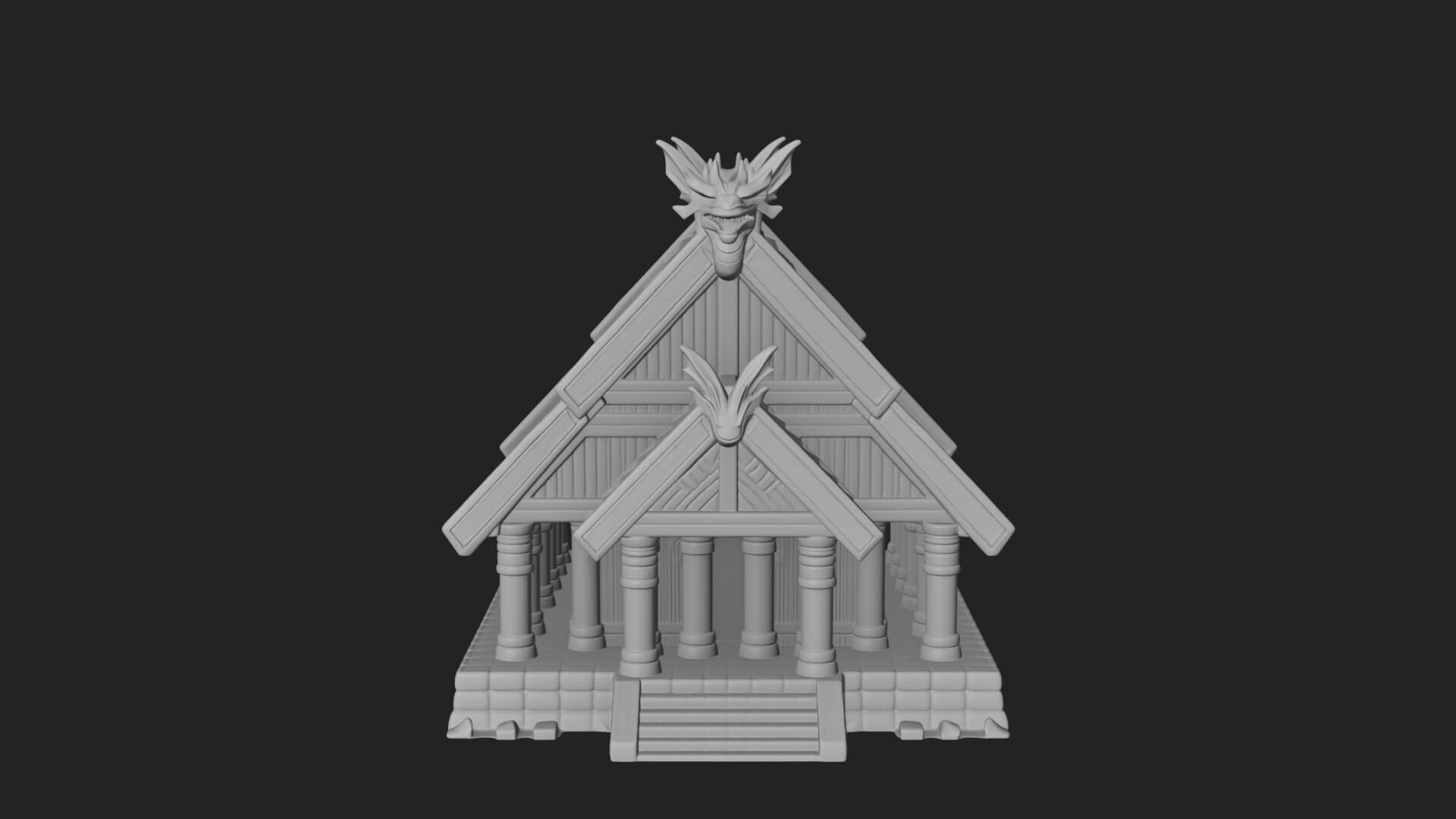 Viking Stave Hall Temple Design 4 3D Print Model 3D Model