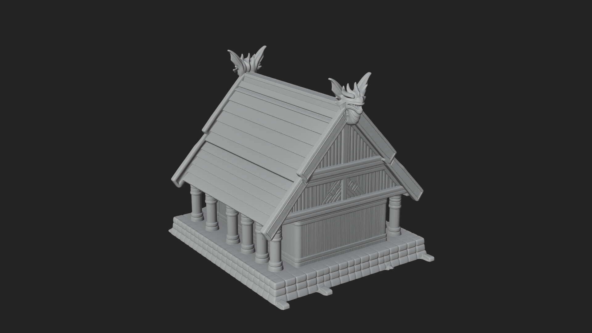 Viking Stave Hall Temple Design 4 3D Print Model 3D Model