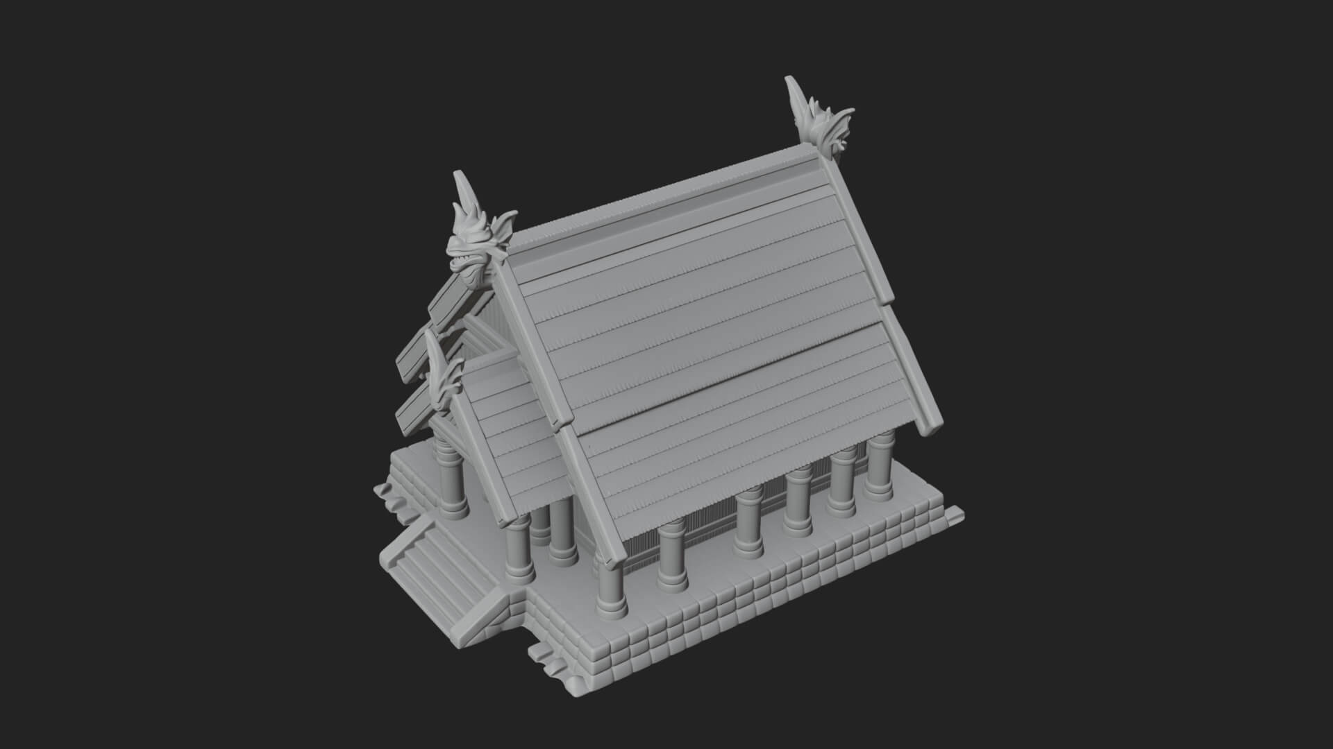 Viking Stave Hall Temple Design 4 3D Print Model 3D Model
