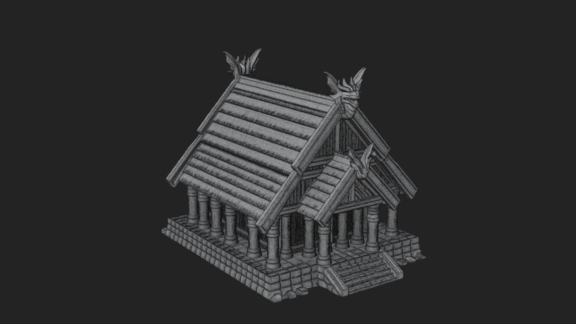 Viking Stave Hall Temple Design 4 3D Print Model 3D Model