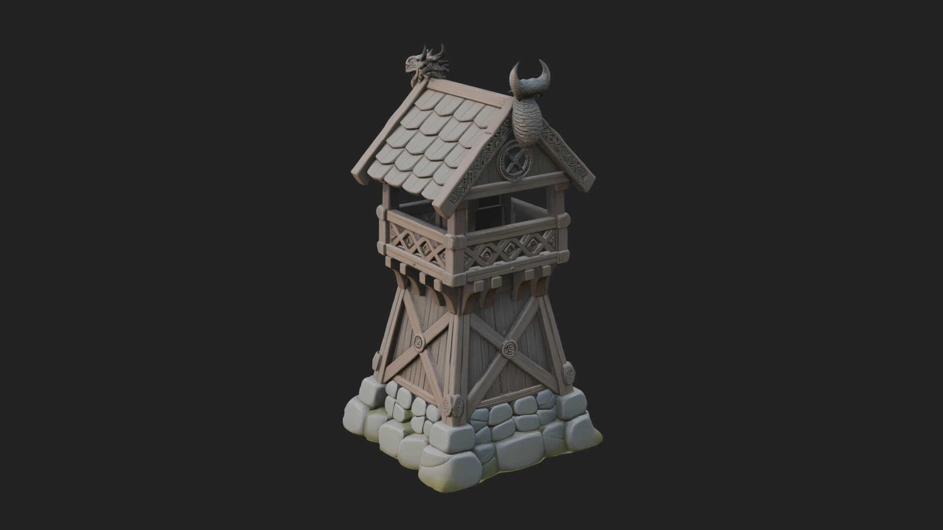 Viking Timber Watchtower Design 1 3D Print Model 3D Model