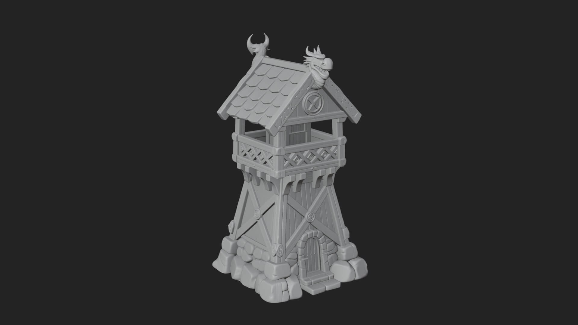 Viking Timber Watchtower Design 1 3D Print Model 3D Model