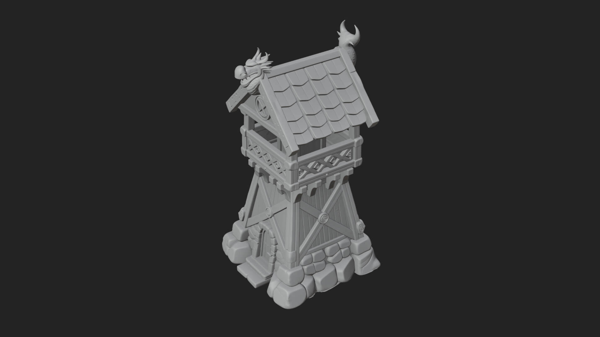 Viking Timber Watchtower Design 1 3D Print Model 3D Model