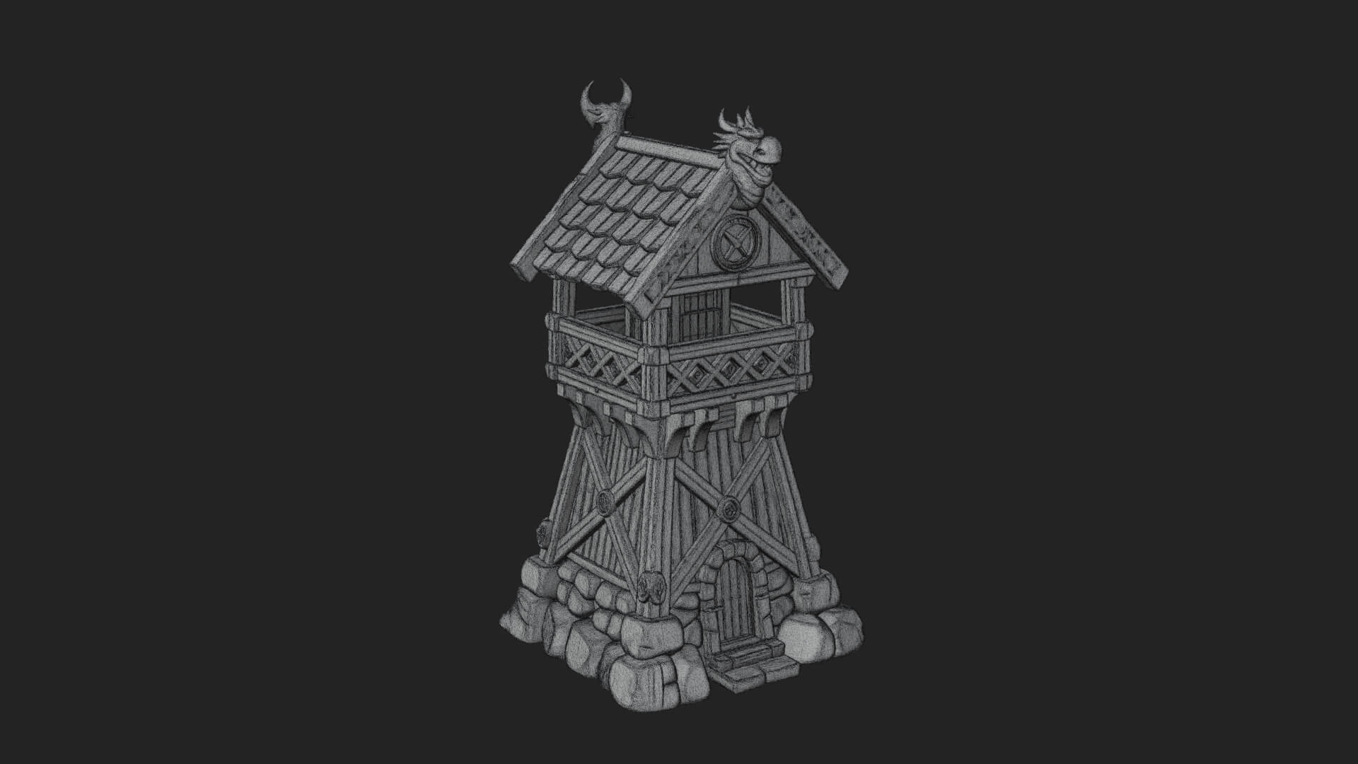 Viking Timber Watchtower Design 1 3D Print Model 3D Model
