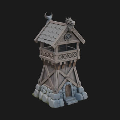 Viking Timber Watchtower Design 1 3D Print Model