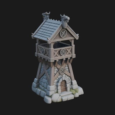 Viking Timber Watchtower Design 2 3D Print Model
