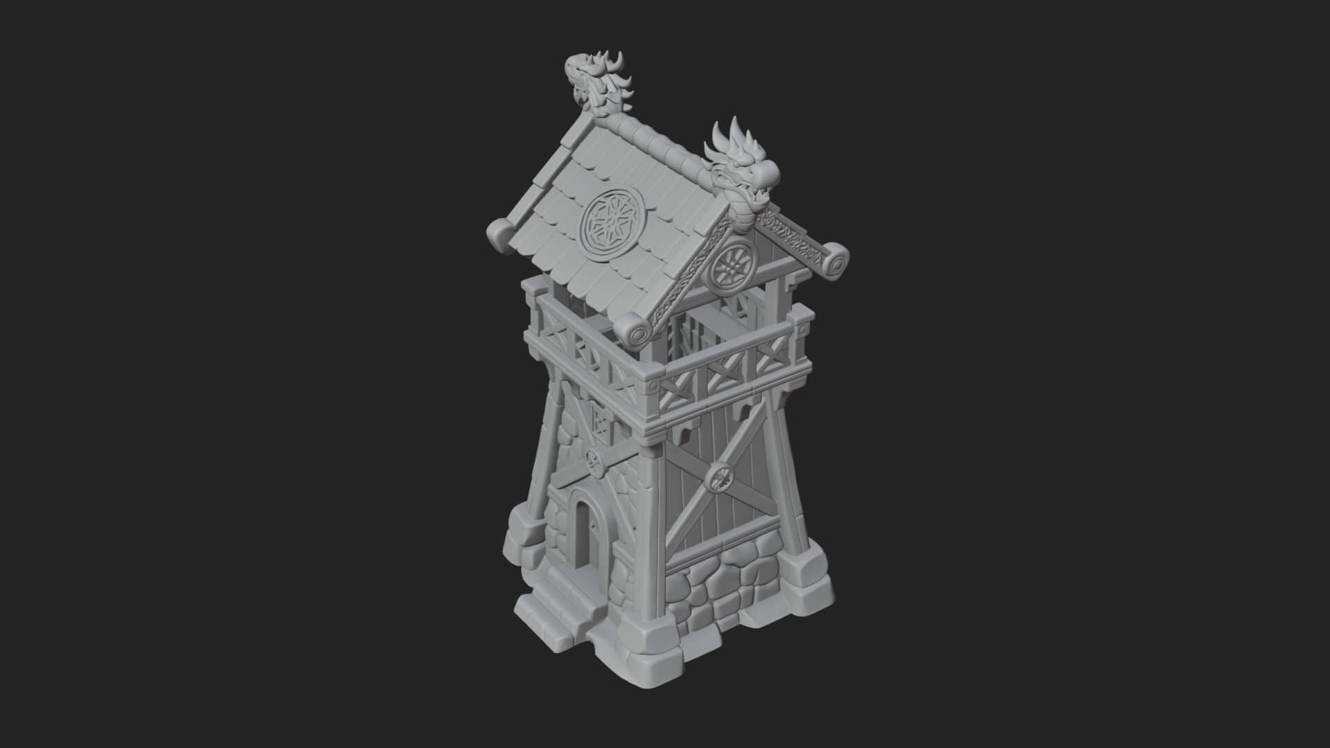 Viking Timber Watchtower Design 3 3D Print Model 3D Model