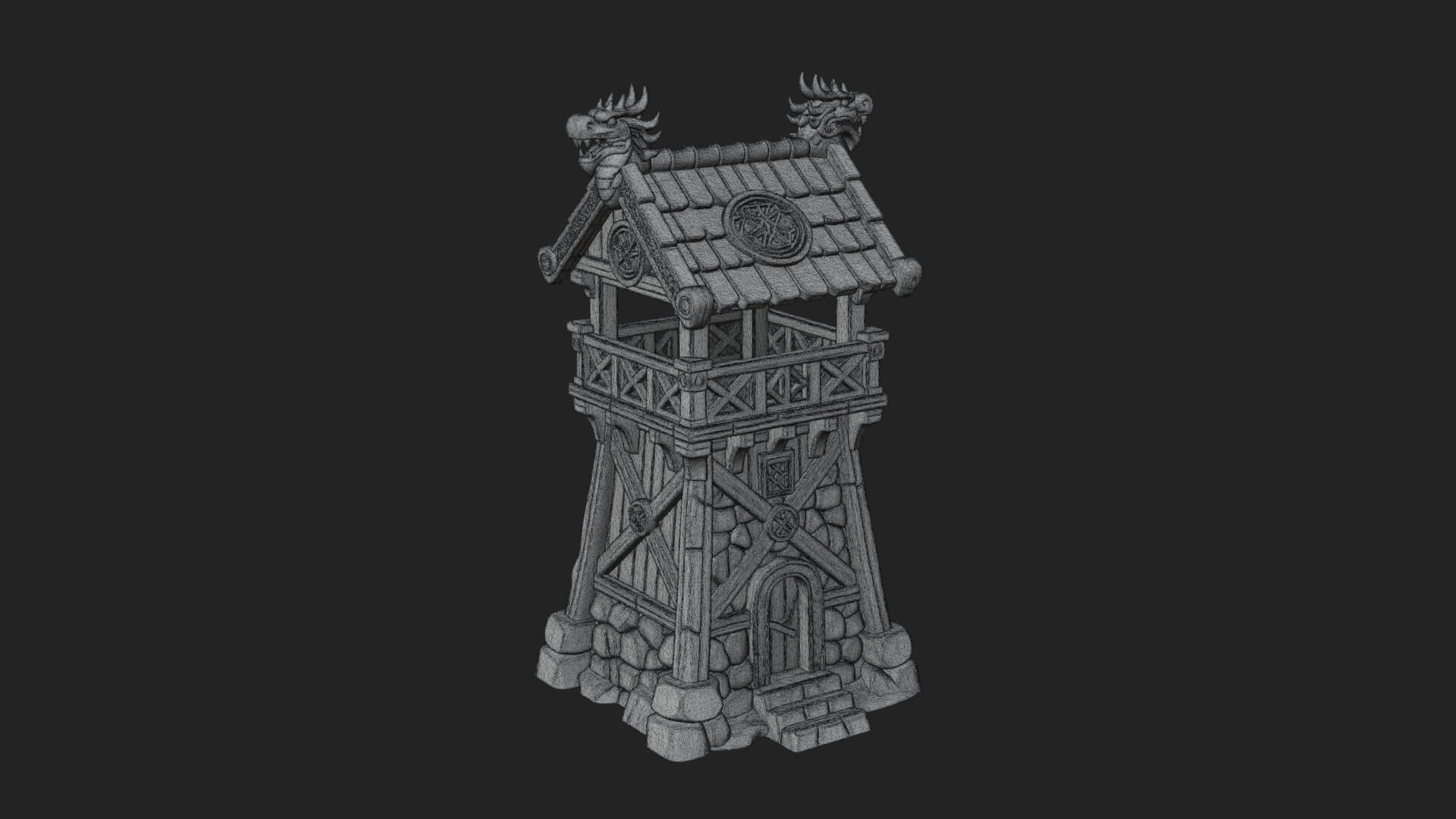Viking Timber Watchtower Design 3 3D Print Model 3D Model
