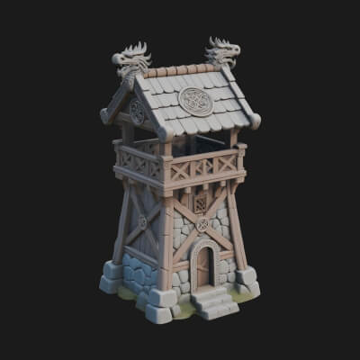 Viking Timber Watchtower Design 3 3D Print Model