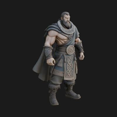 Viking Warrior Statue Design 6 3D Print Model
