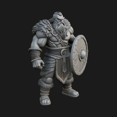 Viking Warrior Statue Design 7 3D Print Model