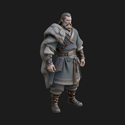 Viking Warrior Statue Design 9 3D Print Model