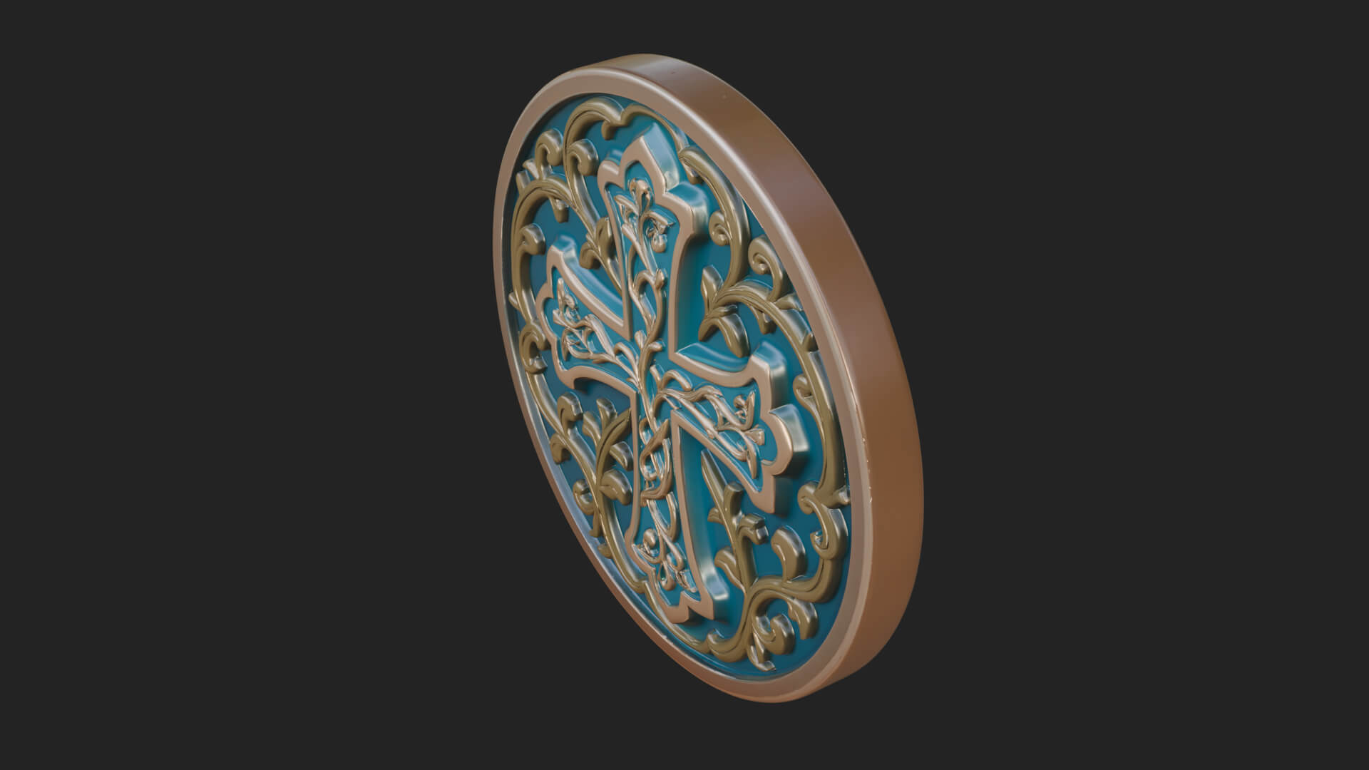 Vine Carved Cross Oval Plaque Design 3 3D Print Model 3D Model