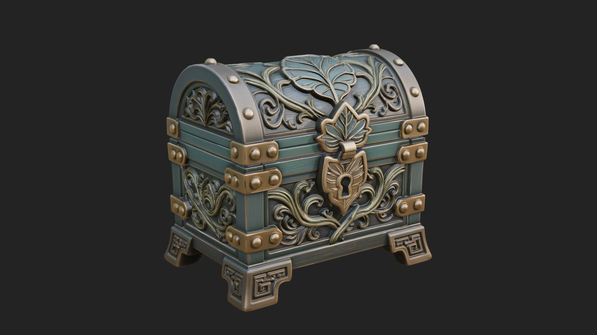 Vine Leaf Treasure Chest Model Design 1 3D Print Model 3D Model