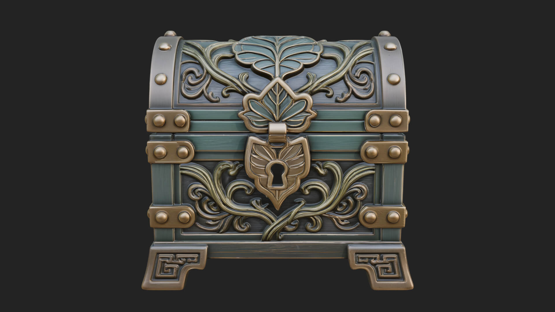 Vine Leaf Treasure Chest Model Design 1 3D Print Model 3D Model