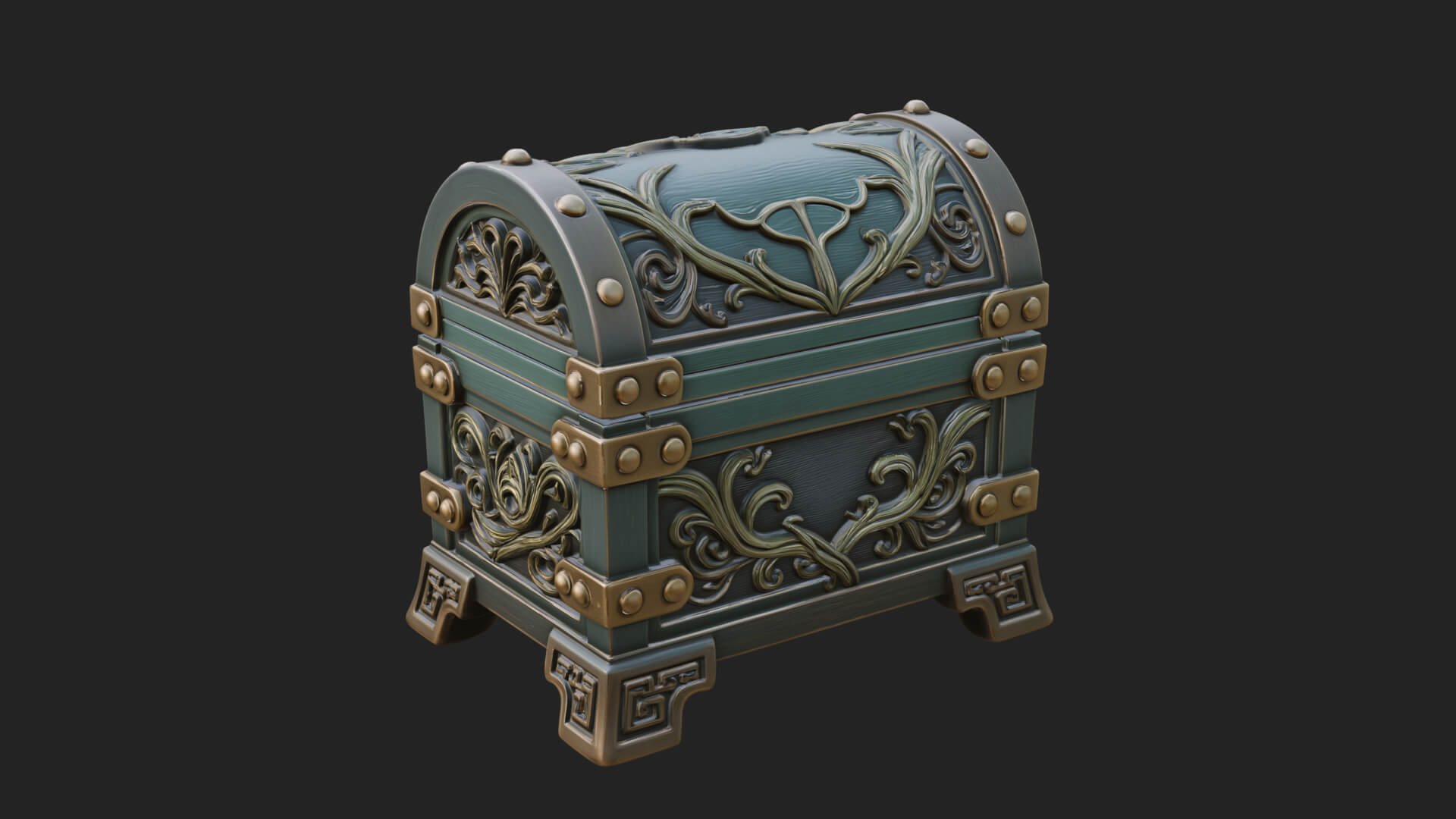 Vine Leaf Treasure Chest Model Design 1 3D Print Model 3D Model