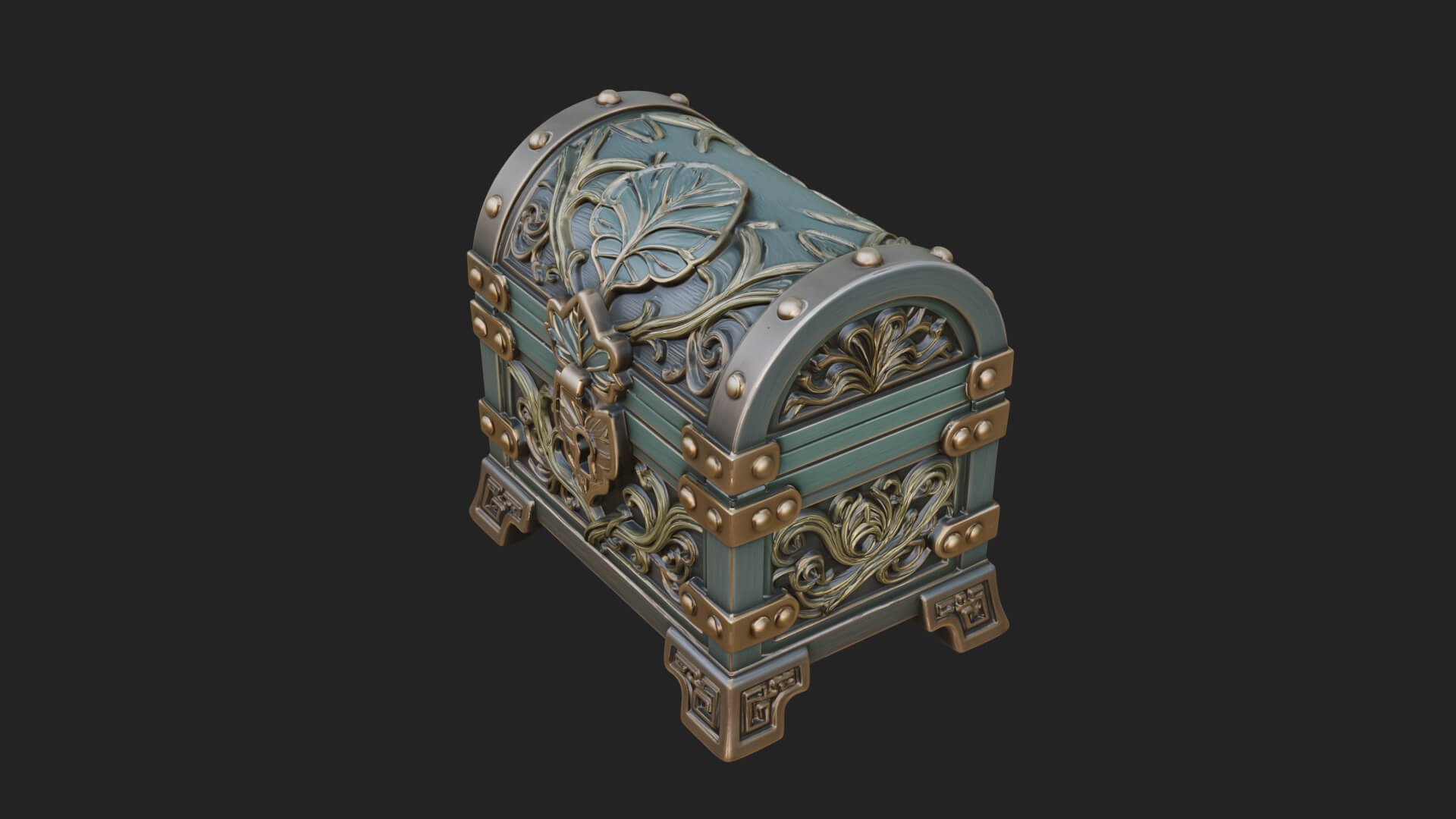Vine Leaf Treasure Chest Model Design 1 3D Print Model 3D Model