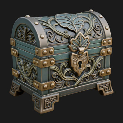 Vine Leaf Treasure Chest Model Design 1 3D Print Model