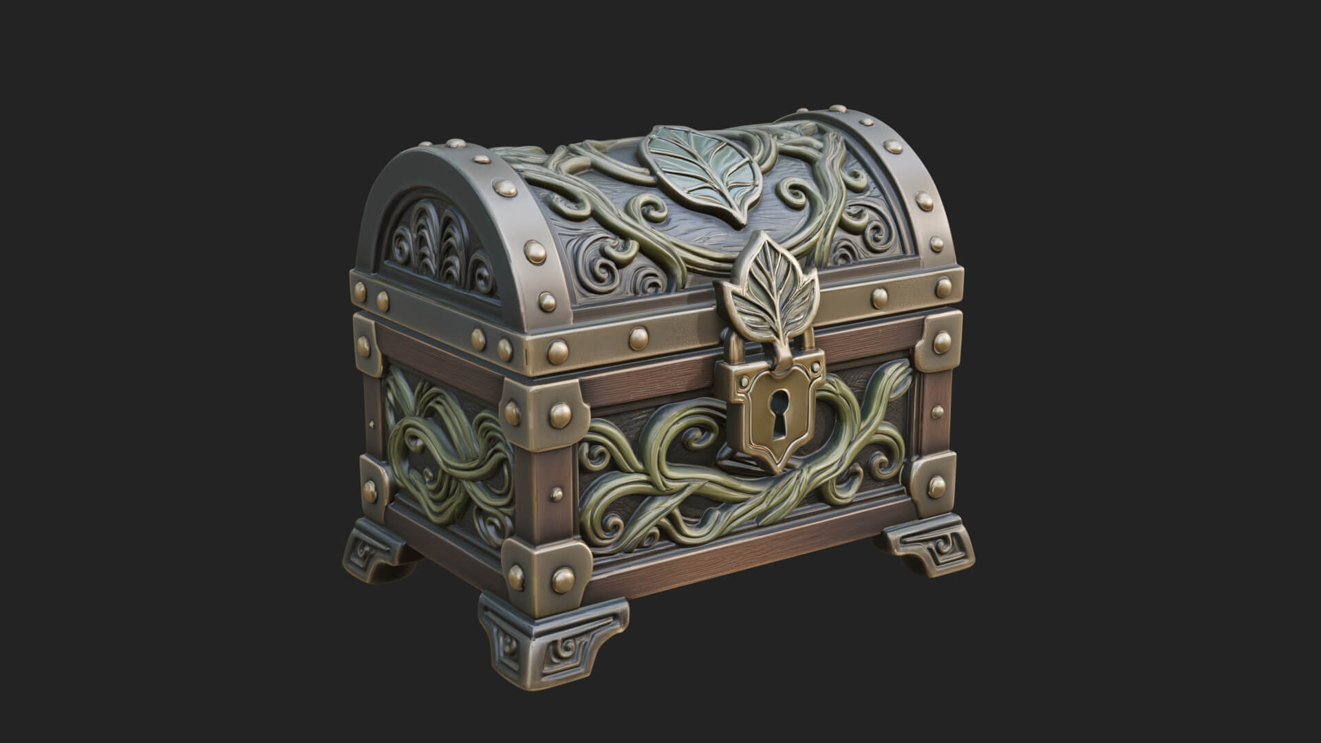 Vine Leaf Treasure Chest Model Design 2 3D Print Model 3D Model