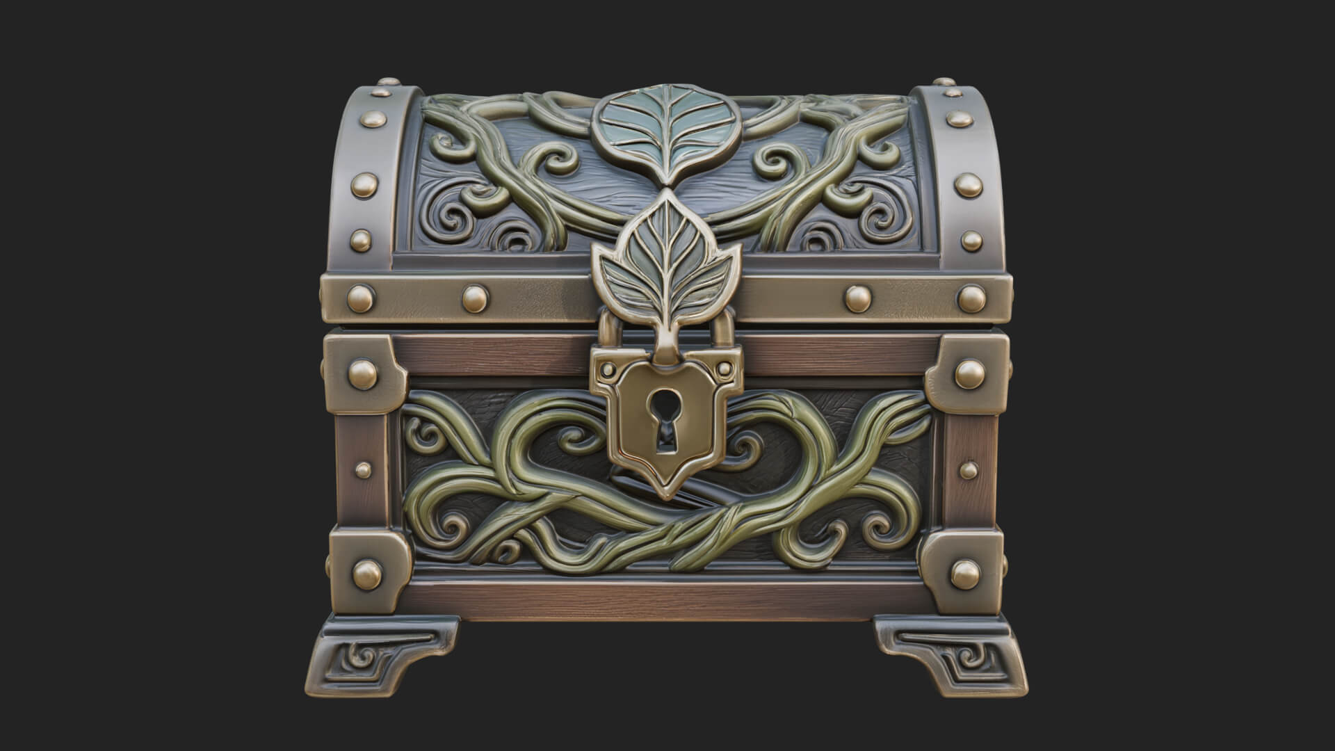 Vine Leaf Treasure Chest Model Design 2 3D Print Model 3D Model