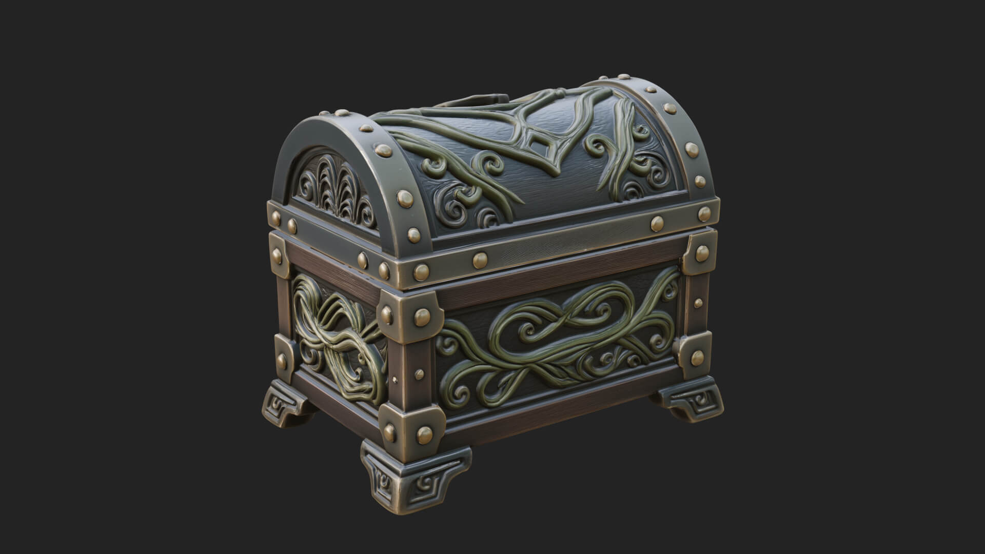 Vine Leaf Treasure Chest Model Design 2 3D Print Model 3D Model