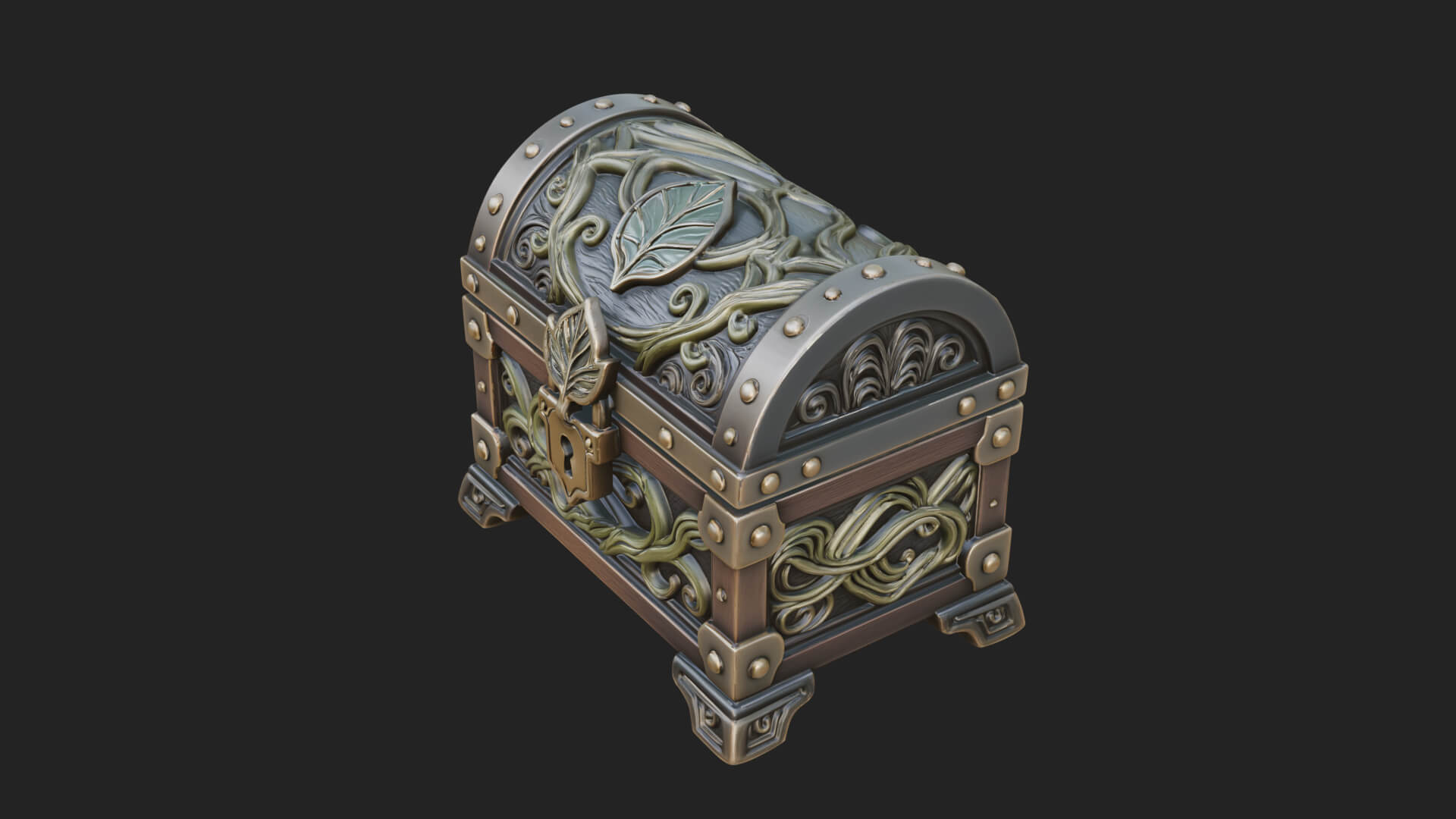 Vine Leaf Treasure Chest Model Design 2 3D Print Model 3D Model