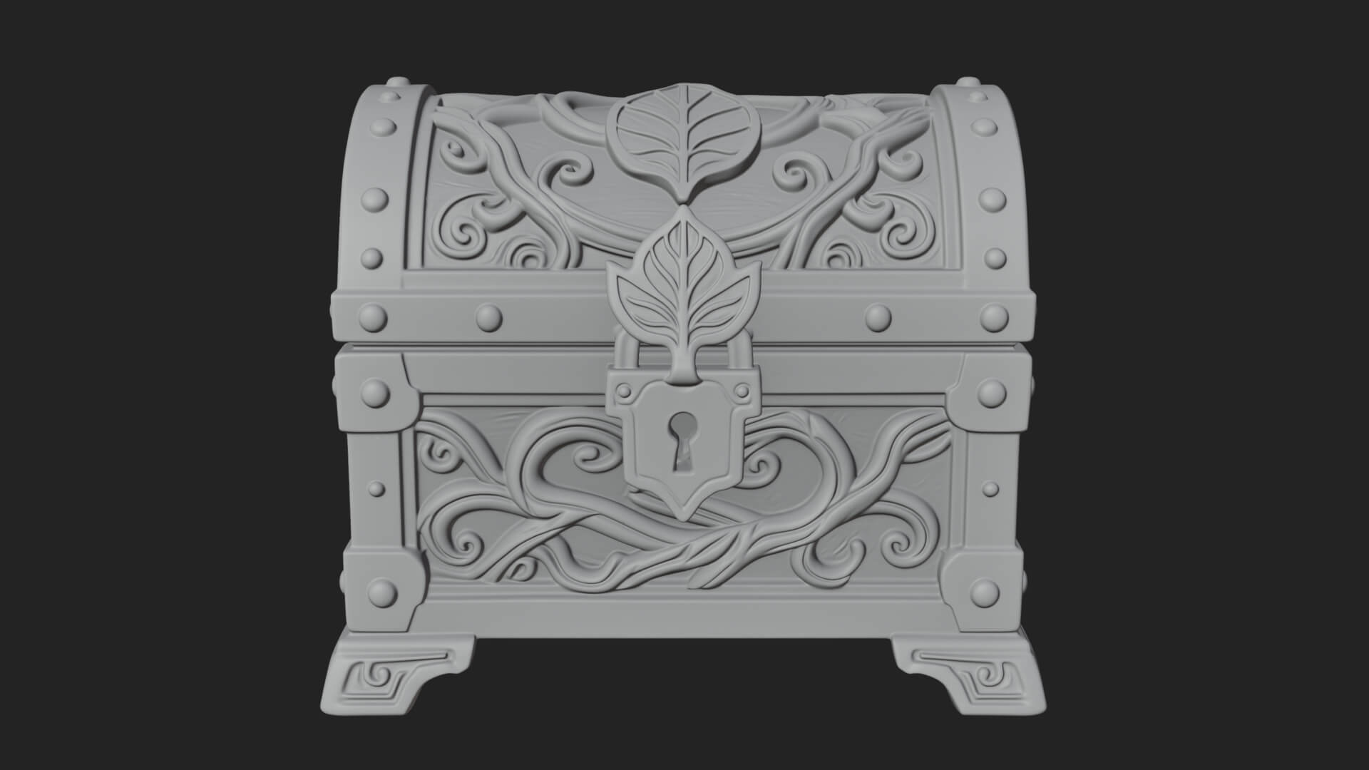 Vine Leaf Treasure Chest Model Design 2 3D Print Model 3D Model