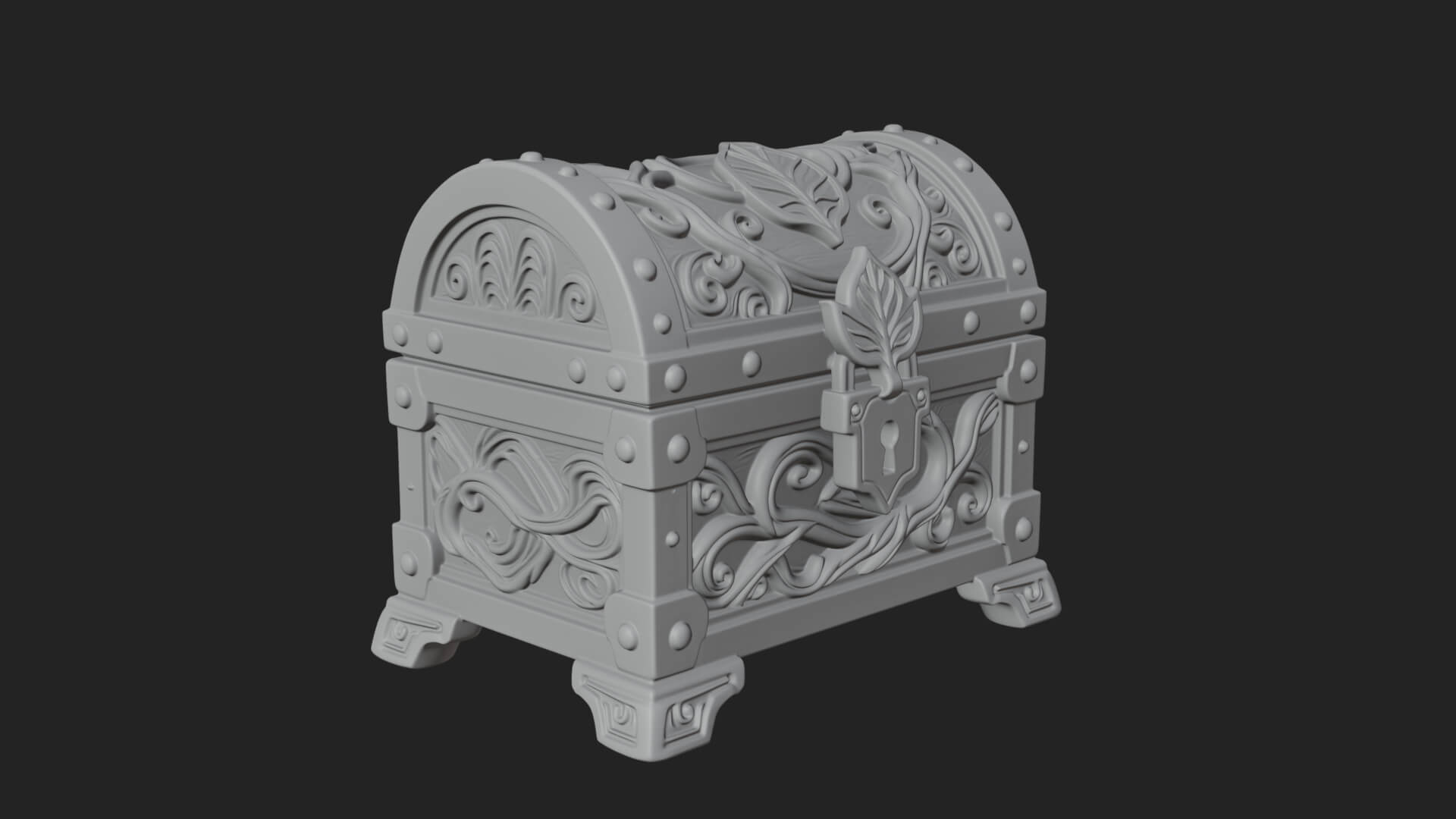 Vine Leaf Treasure Chest Model Design 2 3D Print Model 3D Model