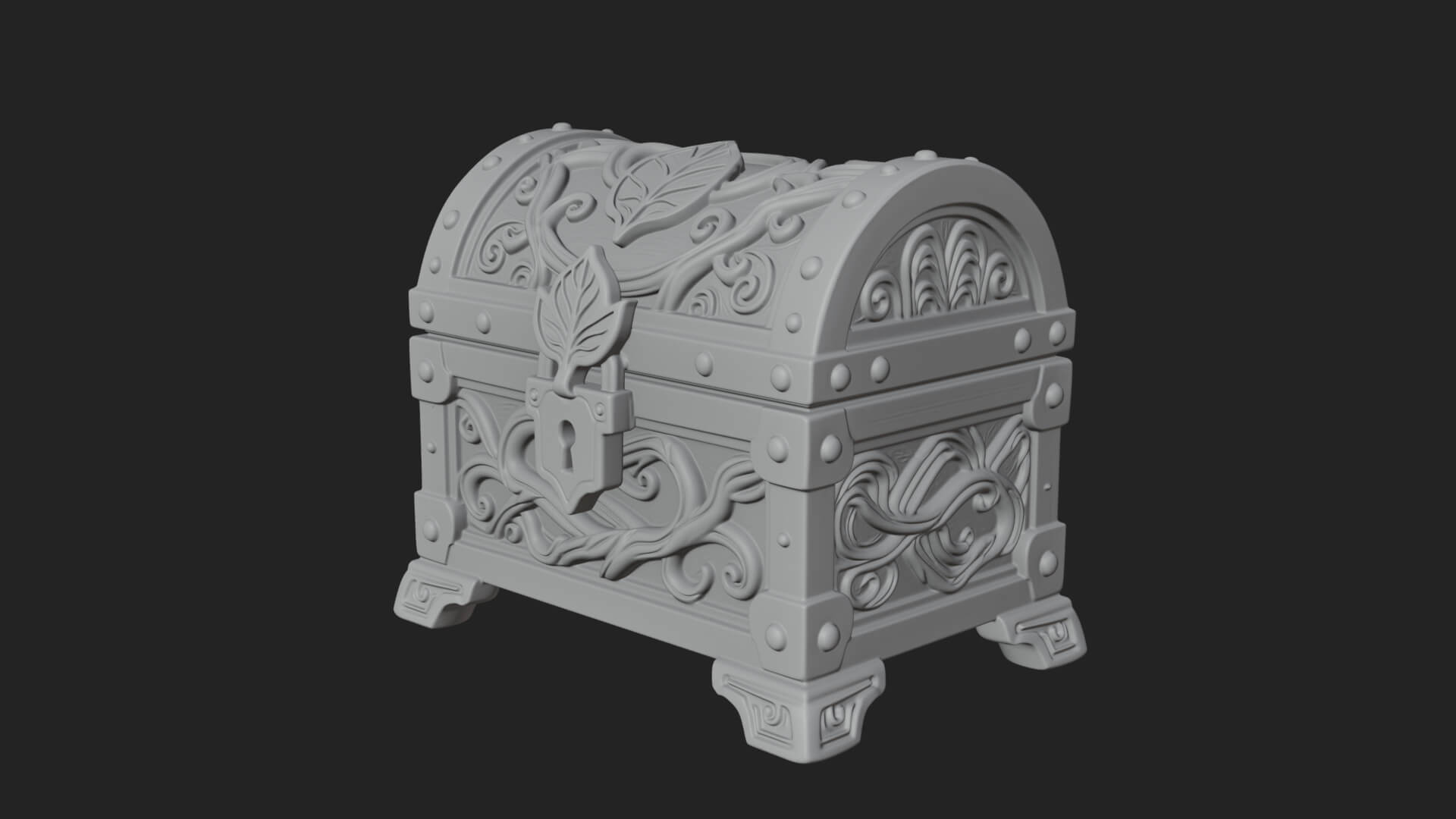 Vine Leaf Treasure Chest Model Design 2 3D Print Model 3D Model