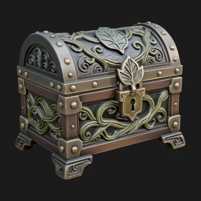 Vine Leaf Treasure Chest Model Design 2 3D Print Model