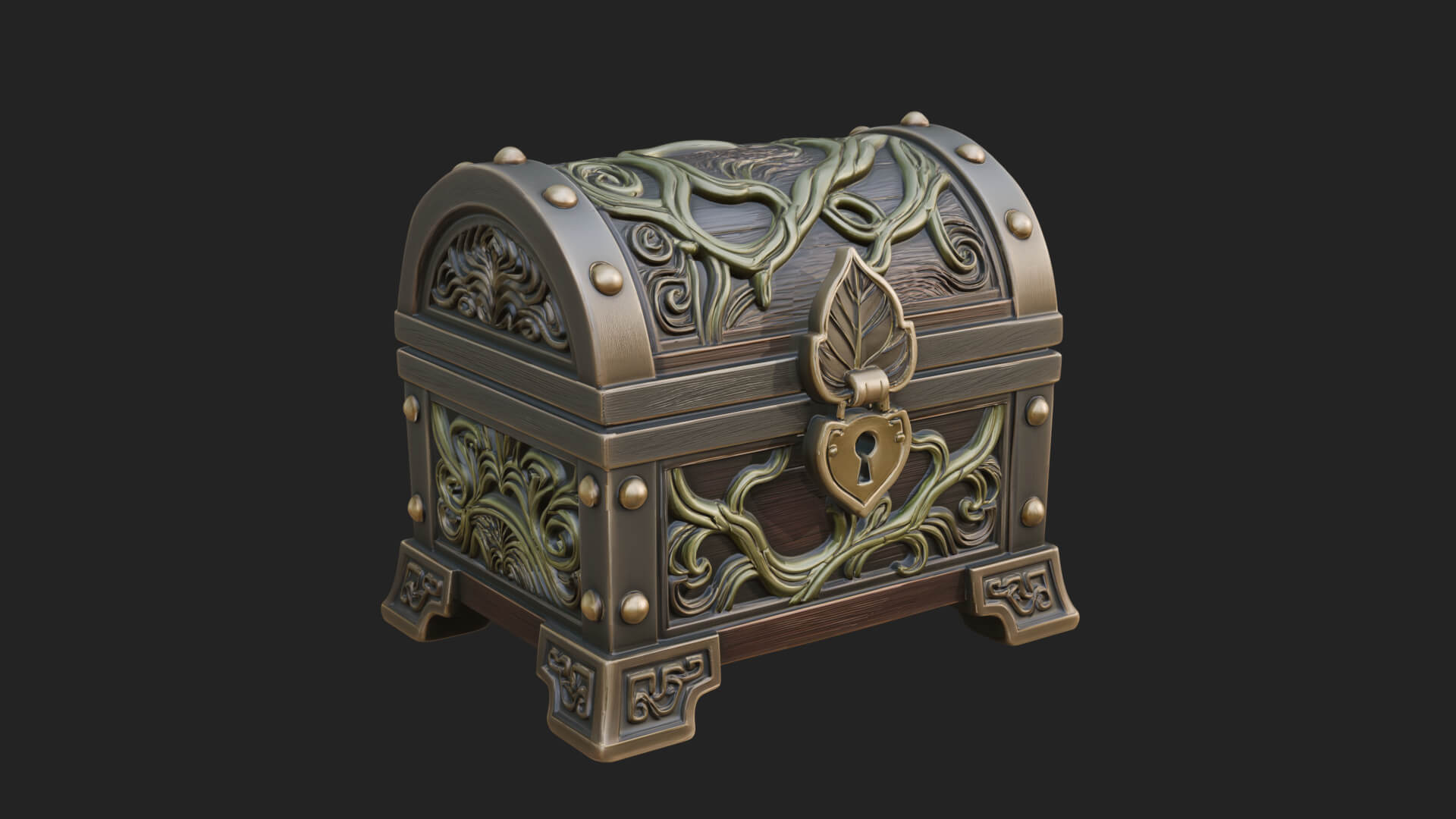 Vine Leaf Treasure Chest Model Design 3 3D Print Model 3D Model