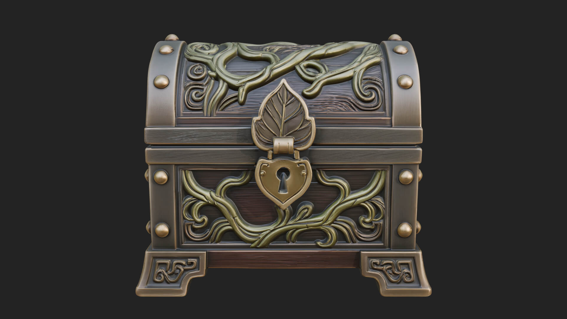Vine Leaf Treasure Chest Model Design 3 3D Print Model 3D Model