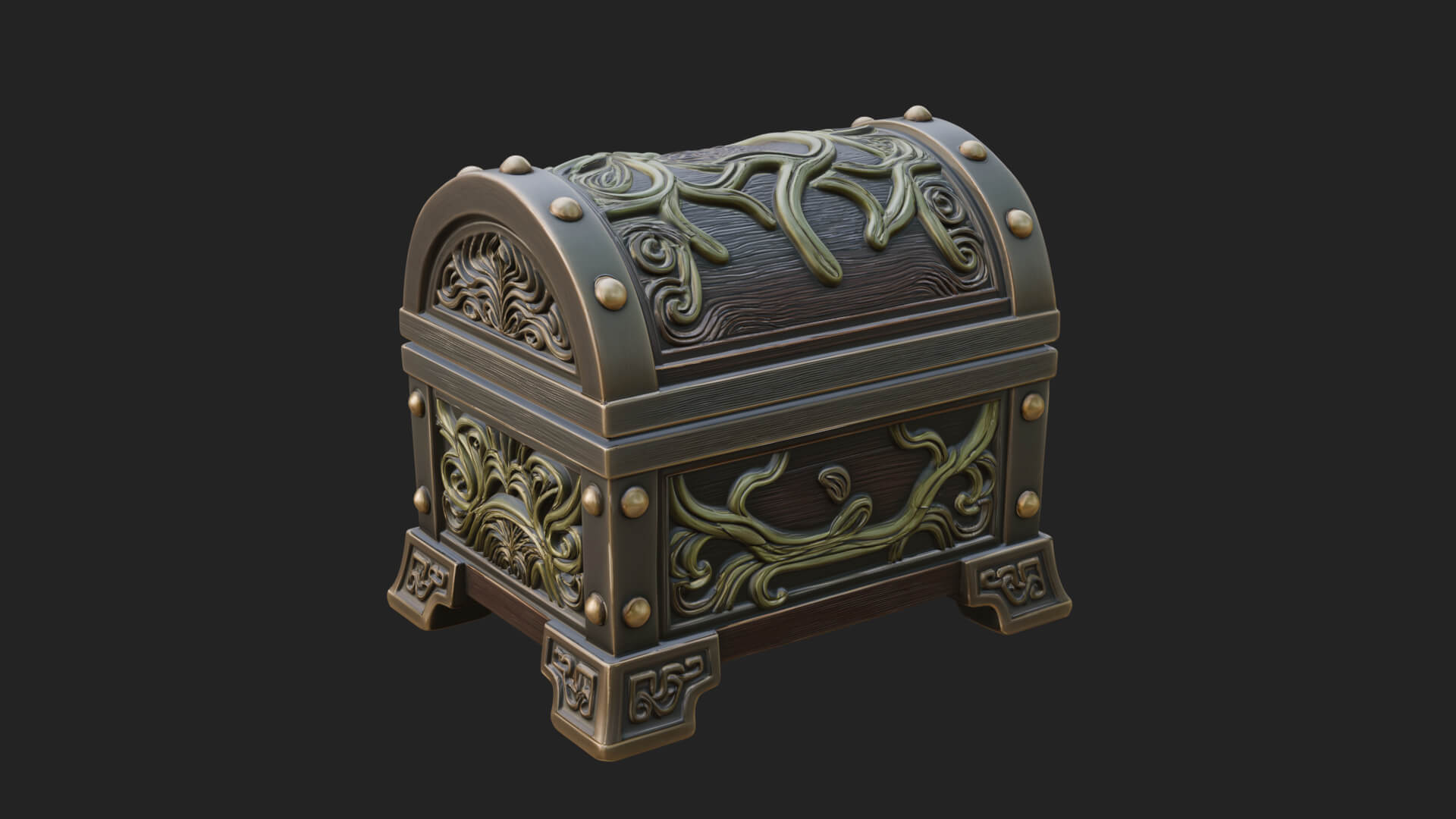 Vine Leaf Treasure Chest Model Design 3 3D Print Model 3D Model